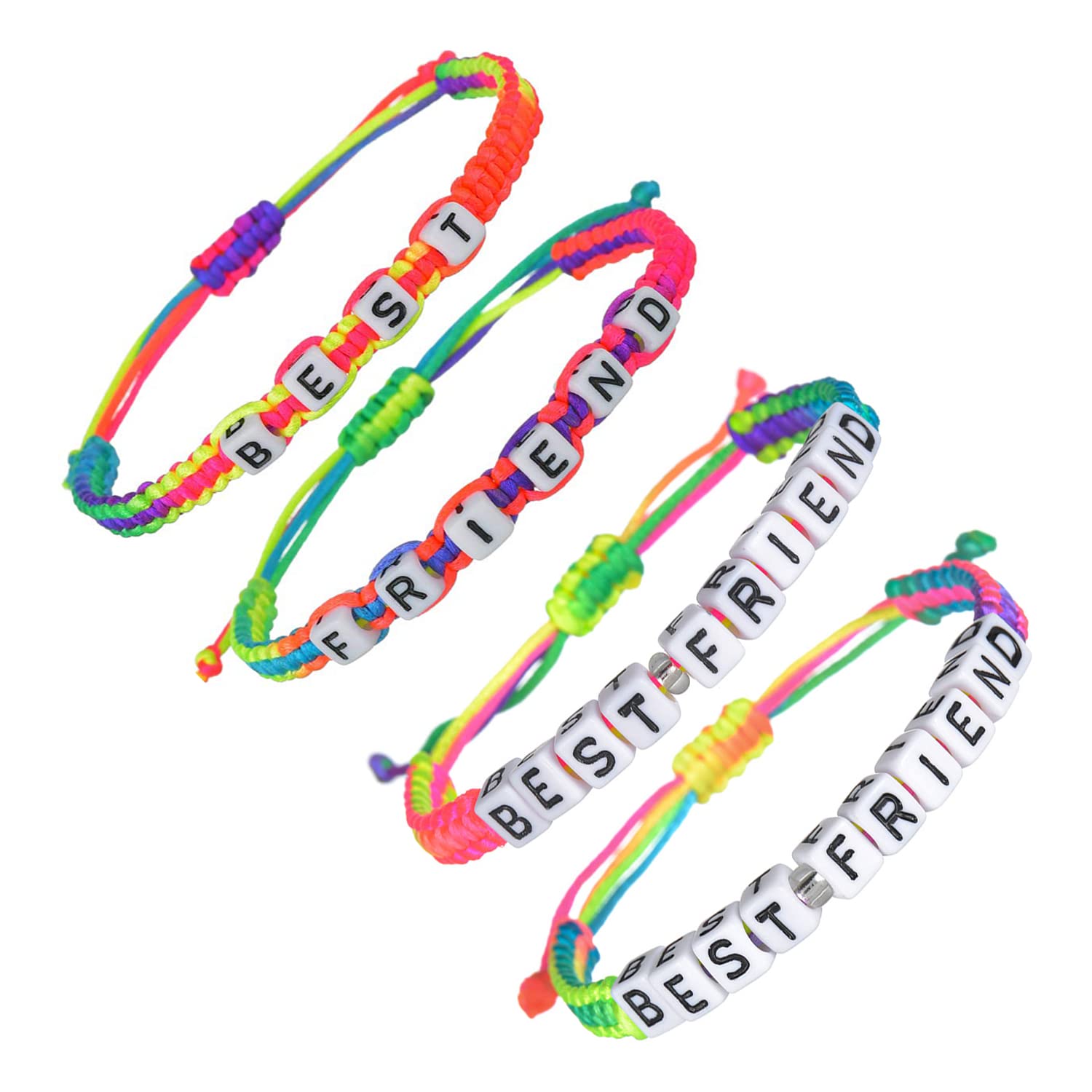 4 PCS Adjustable Friendship Bracelets - Handmade Braided Matching BFF Bracelets for Women & Men - Long Distance Friendship Gifts for Graduation, Birthday, Christmas & Valentine's Day - Perfect for Couples, Best Friends & Special Occasions