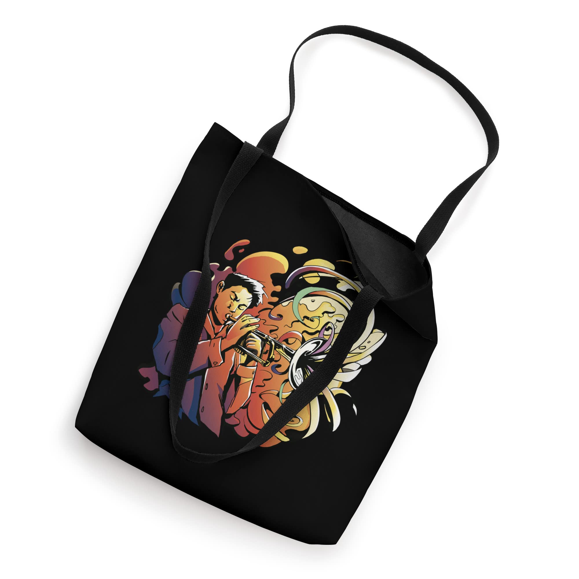 Trumpet Player Music Tote Bag - Cotton Canvas Reusable Shopping Bag for Musicians, Band Members & Music Lovers - Perfect for Groceries, Books & Band Practice Accessories