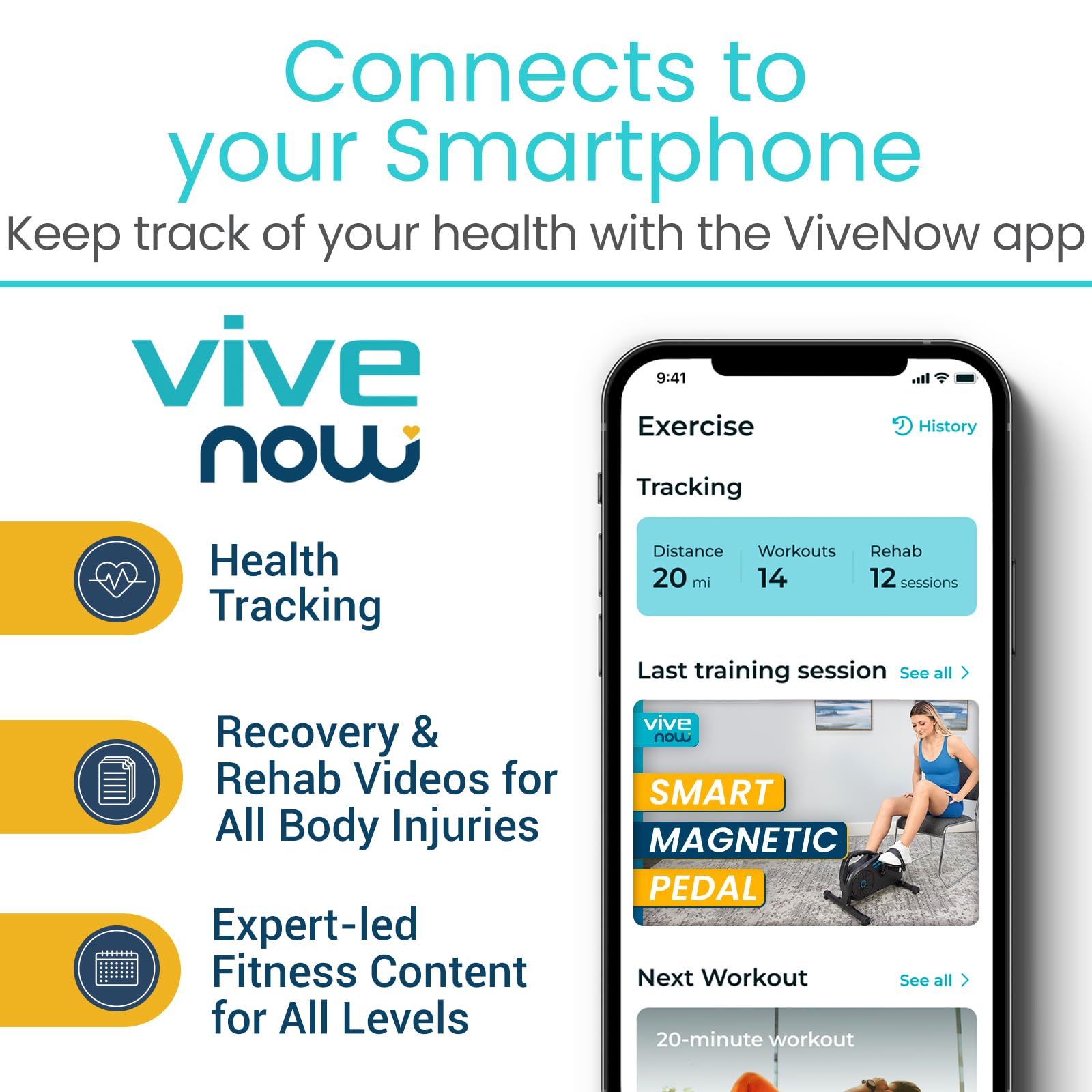 Vive Under Desk Bike - Magnetic Pedal Exerciser for Home & Office - Quiet Stationary Cycling Bike for Seated Arm & Leg Exercise - Perfect for Work from Home, Office Workouts & Physical Therapy