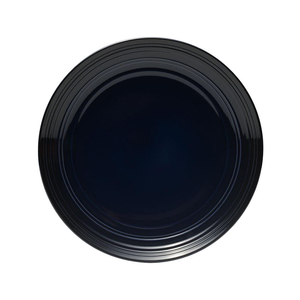 Swirl Black Coupe with Cobalt Ombre Accent 16-Piece Dinnerware Set - Service for 4 - Elegant Tableware for Modern Dining, Dinner Parties & Home Decor