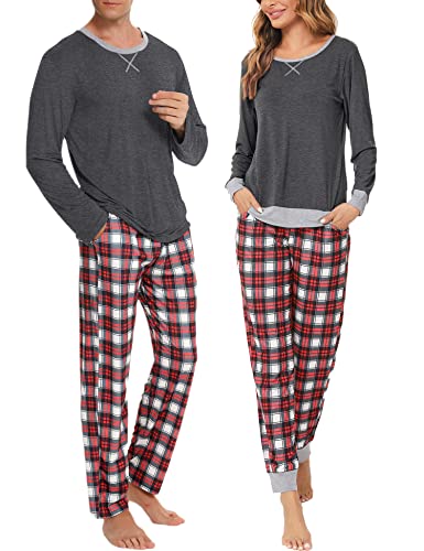 Family Matching Pajama Sets - Plaid Sleepwear with Pockets for Couples & Kids - Cozy Home Nights