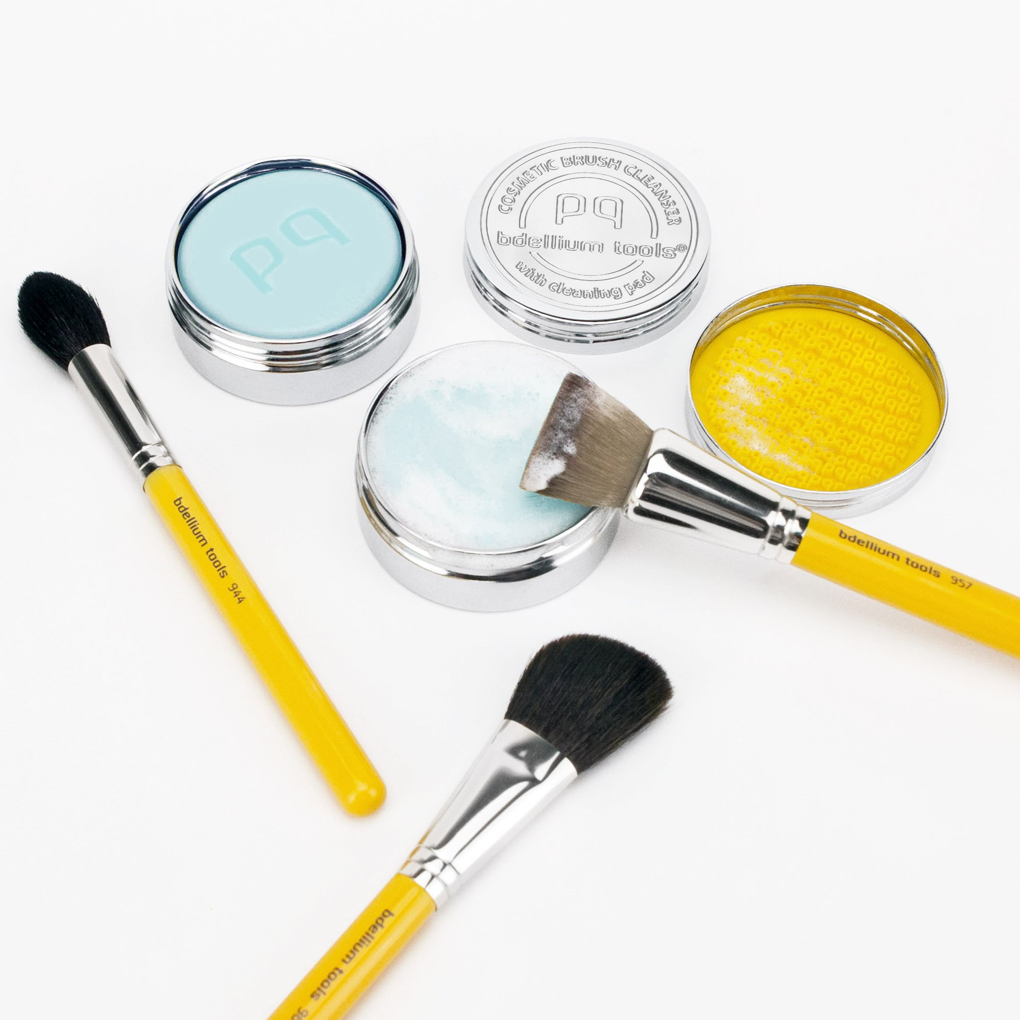 Bdellium Tools 固态化妆刷清洁皂 - 海洋微风香型（蓝色）带清洁垫，适用于专业化妆师和日常化妆刷清洁