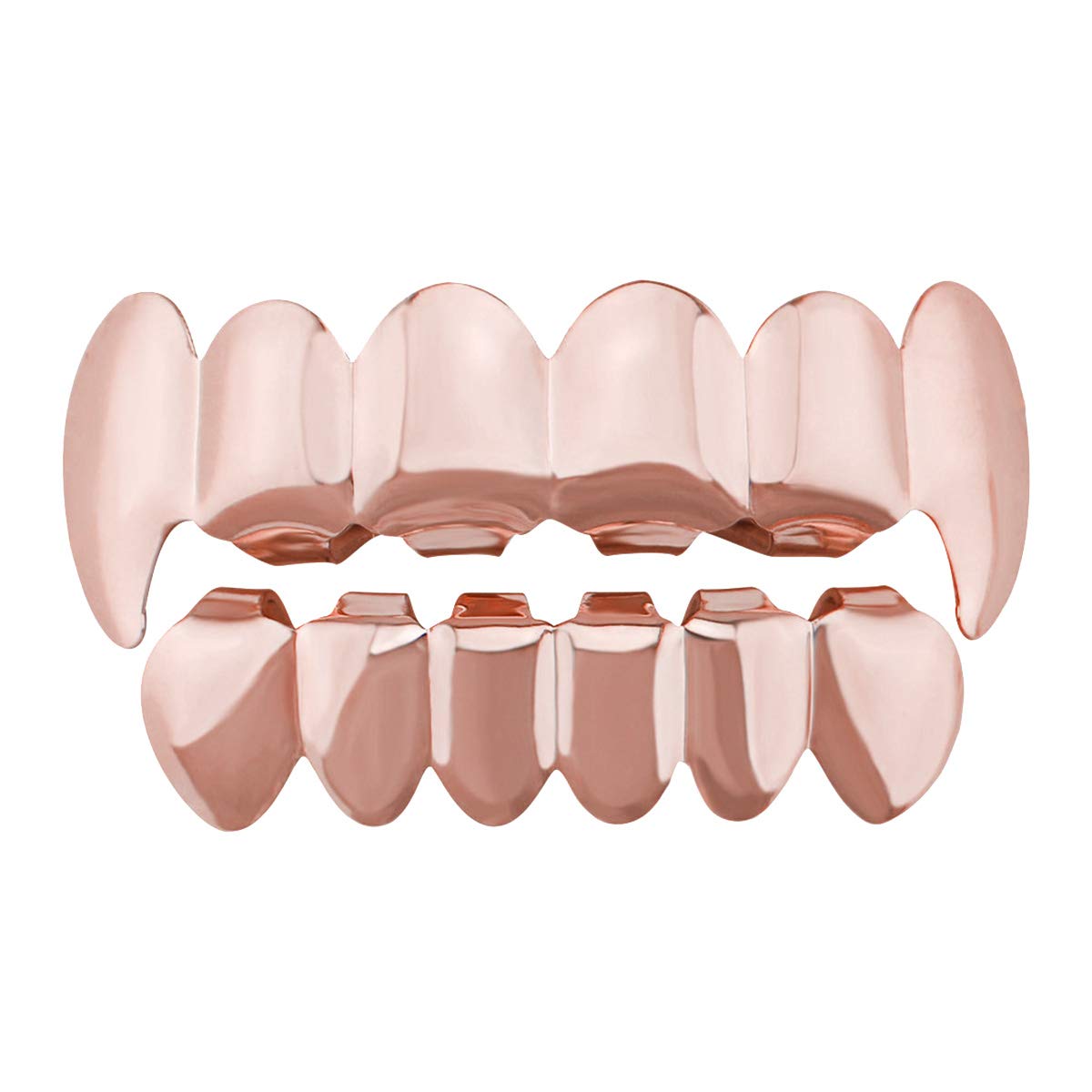PRETYZOOM Rose Gold Plated Hip Hop Grillz Set - Top & Bottom Vampire Fang Tooth Jewelry for Men & Women | Perfect for Rap Performances, Halloween Costumes & Street Style Fashion