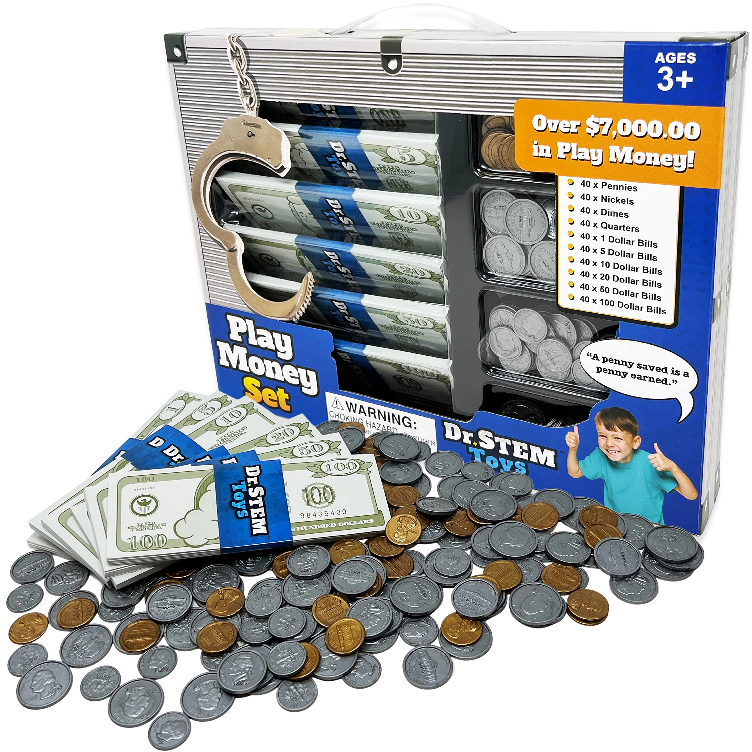 Dr. STEM Toys Play Money for Kids - 400-Piece Realistic Pretend Money Set with Bills & Coins | Financial Learning Toy for Kids | Perfect for Pretend Play, Math Games & Teaching Money Management