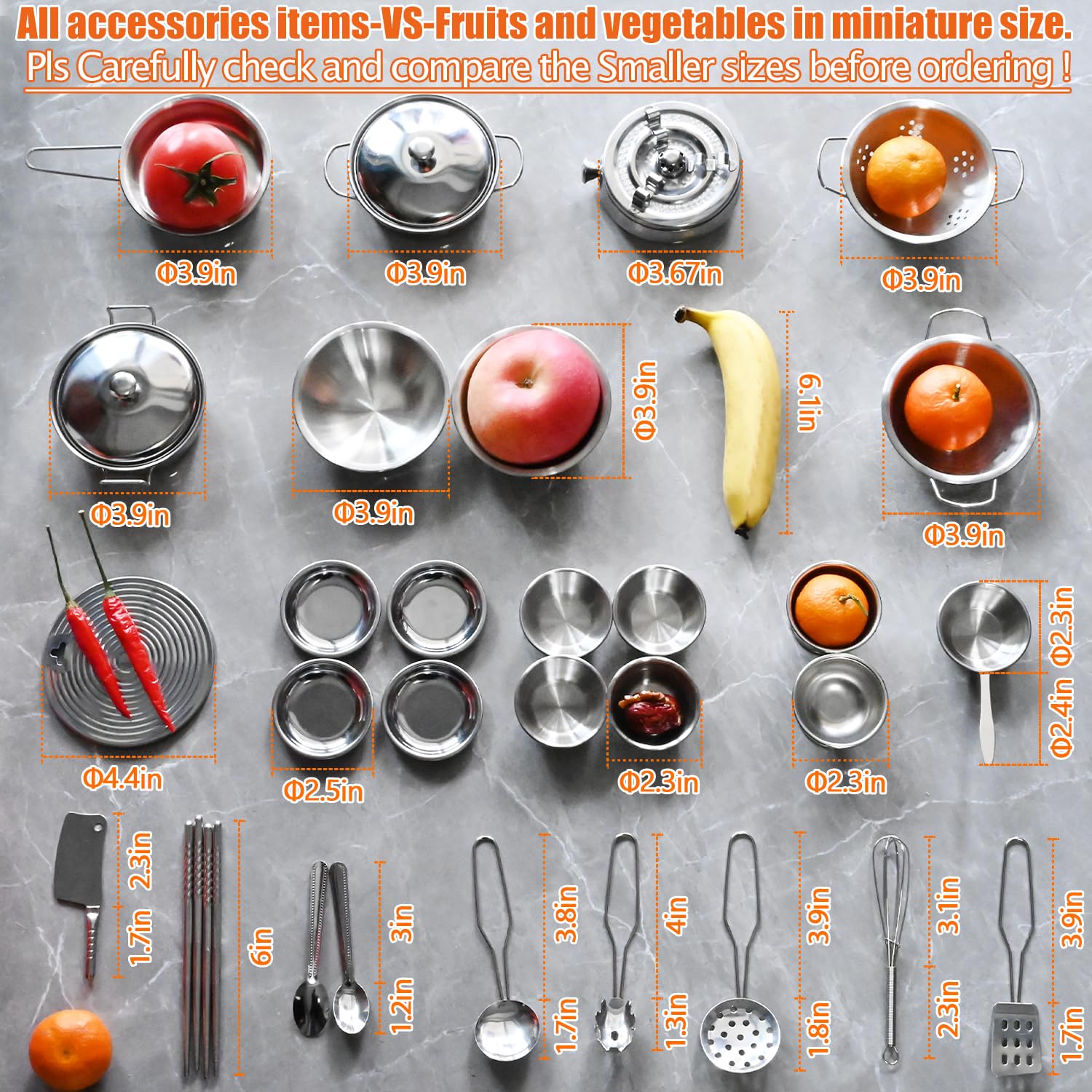 Mini Stainless Steel Pretend Play Kitchen Set - Kids Cooking Toy Utensils with Pots & Pans for Role Play | Interactive Learning Educational Toys for Toddlers | Perfect for Birthday Gifts & Preschool Playtime