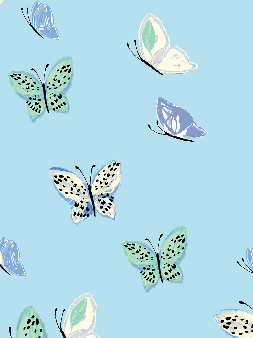 Mariposa Butterfly Wallpaper - Baby Blue Floral Design by Tea Collection | Perfect for Nursery, Bedroom & Home Decor