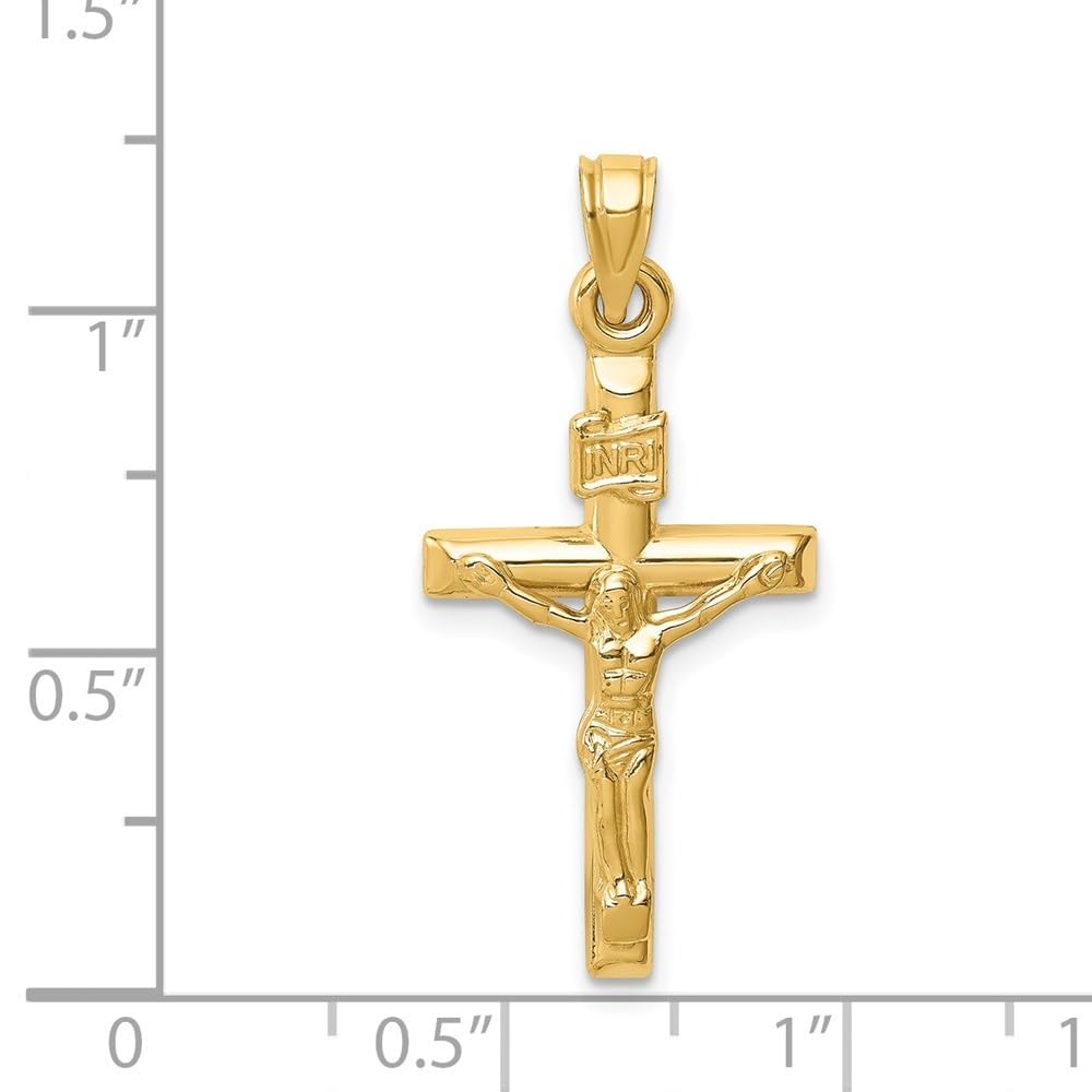 14K Gold Hollow Religious Crucifix Cross Pendant for Women - Elegant Fine Jewelry Gift for Baptism, Confirmation & Church Occasions | Diamond2Deal