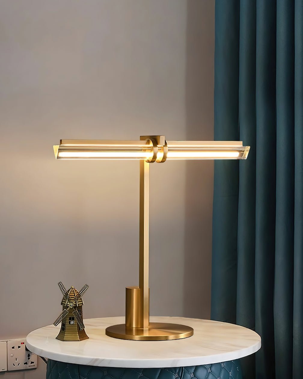 Modern Reed Table Lamp - Adjustable Brightness LED Desk Light for Home Office, Bedroom & Study - Perfect for Reading, Working & Nightstand Use