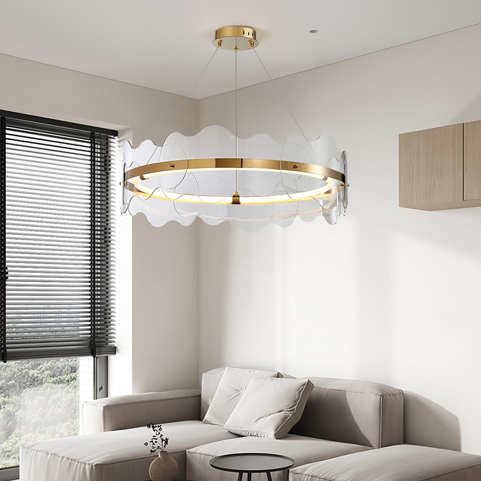 Modern Acrylic Wave Chandelier - Sleek LED Ceiling Light Fixture for Dining Room, Living Room & Bedroom - Elegant Home Decor Lighting for Contemporary Interiors