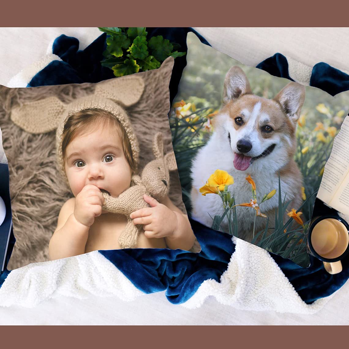 Personalized Photo Pillow 16x16 Inch - Custom Printed Canvas Cushion Cover for Sofa & Home Decor - Unique Gift for Mother's Day, Father's Day, Christmas & Birthday - Perfect for Living Room, Bedroom Decor & Special Occasion Gifts