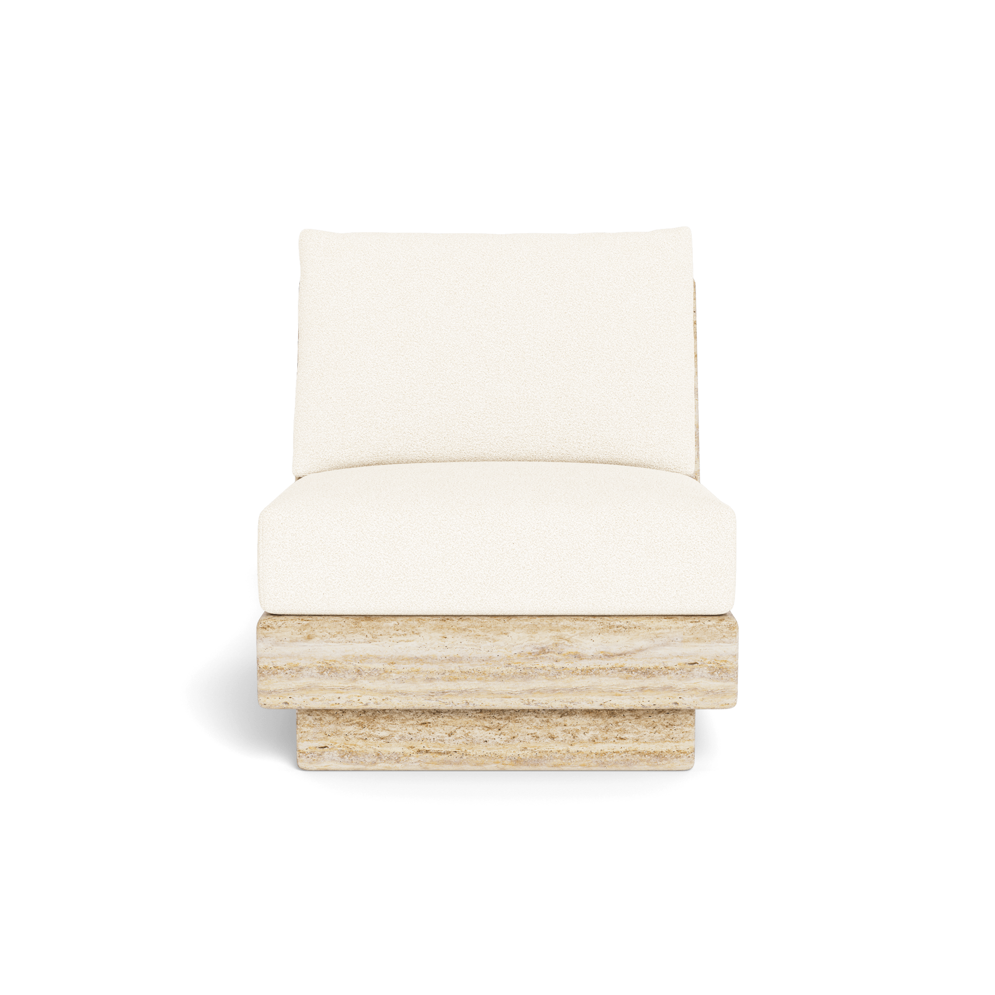Modern Tulum Travertine Armless Lounge Chair - Natural Stone Accent Chair for Living Room, Patio, or Office - Stylish & Comfortable Seating for Relaxation