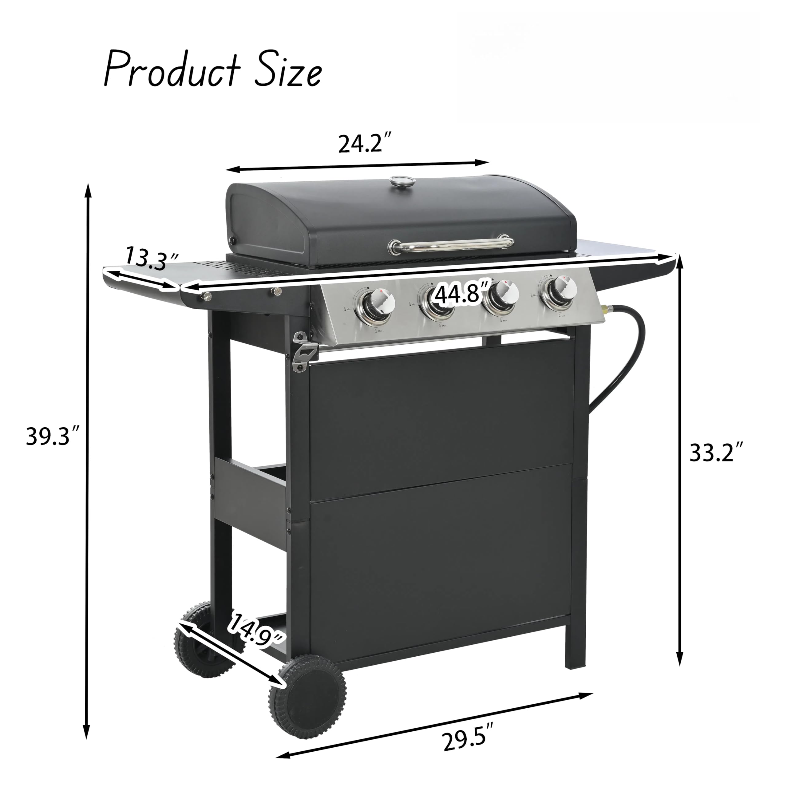 34,000 BTU 4-Burner Propane Gas Grill with 2 Shelves & Bottle Opener - Stainless Steel Outdoor BBQ Grill for Patio, Garden, Backyard Cooking & Grilling - Perfect for Family Gatherings, Tailgating & Camping (Black)