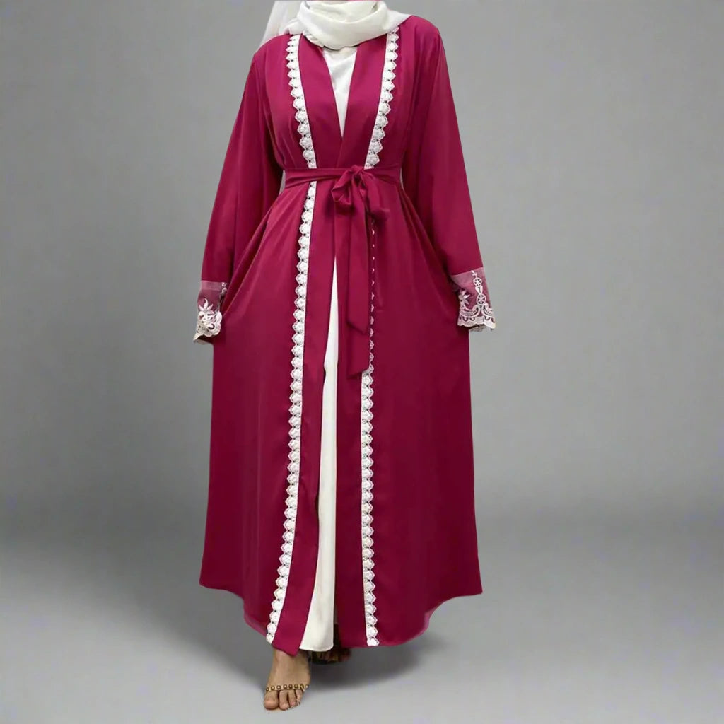 Elegant Muslim Women's Open Abaya Dress with Embroidery - Perfect for Prayer, Eid, and Special Occasions