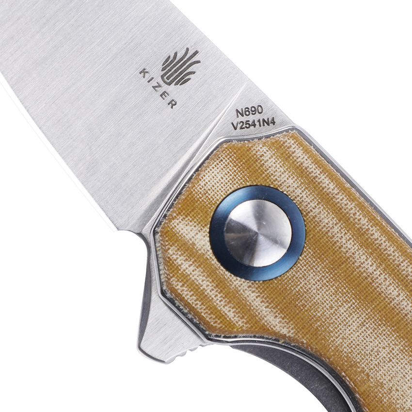 Kizer Azo Lieb Brown Micarta Folding Pocket Knife - EDC Utility Tool for Camping, Hiking & Outdoor Adventures