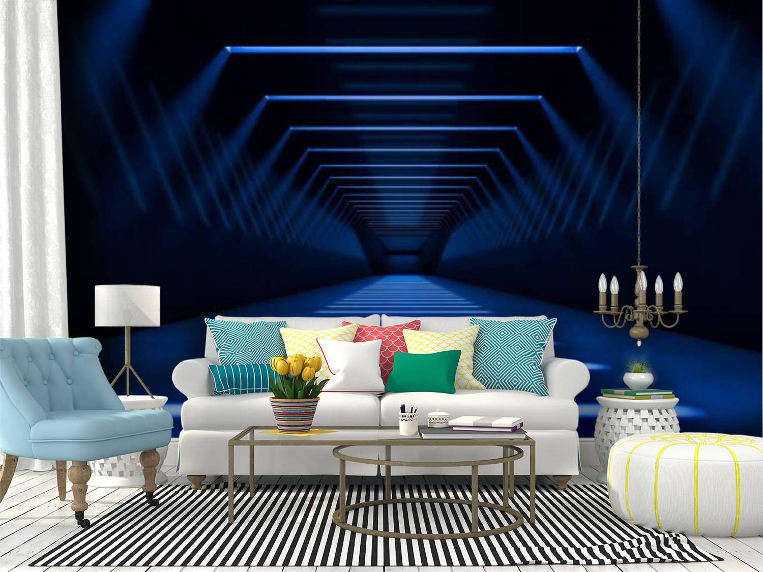 RECETHROWS Abstract 3D Corridor Peel and Stick Wallpaper - Self-Adhesive Removable Vinyl Wall Mural for Home Decor, Large Wall Sticker & Shelf Paper | Perfect for Living Room, Bedroom, or Office Accent Wall