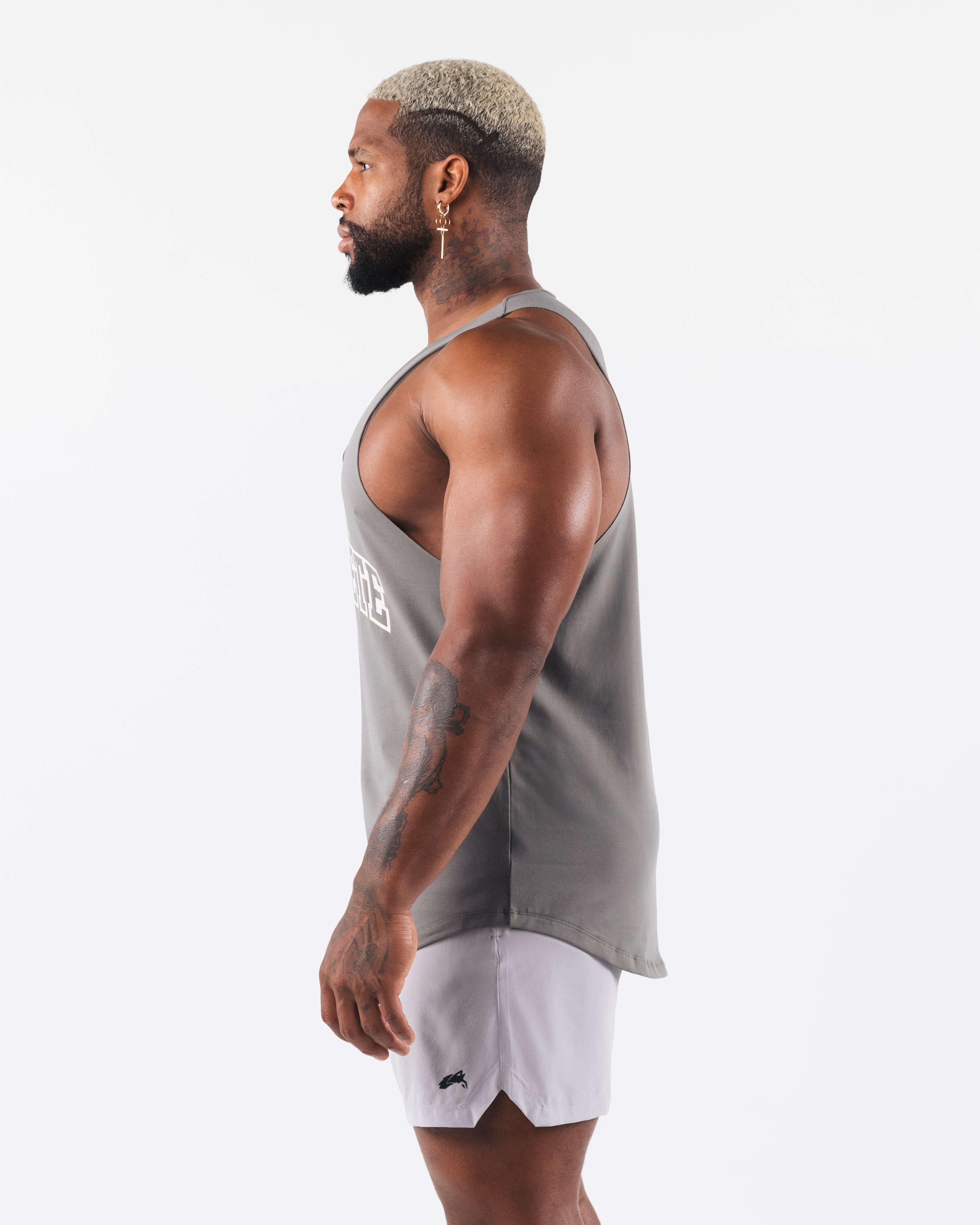 Stadium Raw Cut Tank Top - Dusty Concrete Color | Men's Athletic Workout Shirt for Gym, Running & Casual Wear