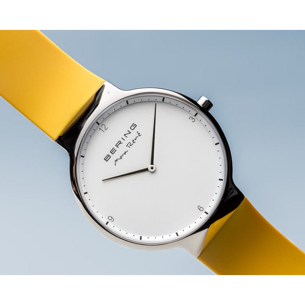 BERING MAX RENE 15540 Men's Watch with Yellow Silicone Strap - Waterproof Sports Watch for Outdoor Activities & Casual Wear