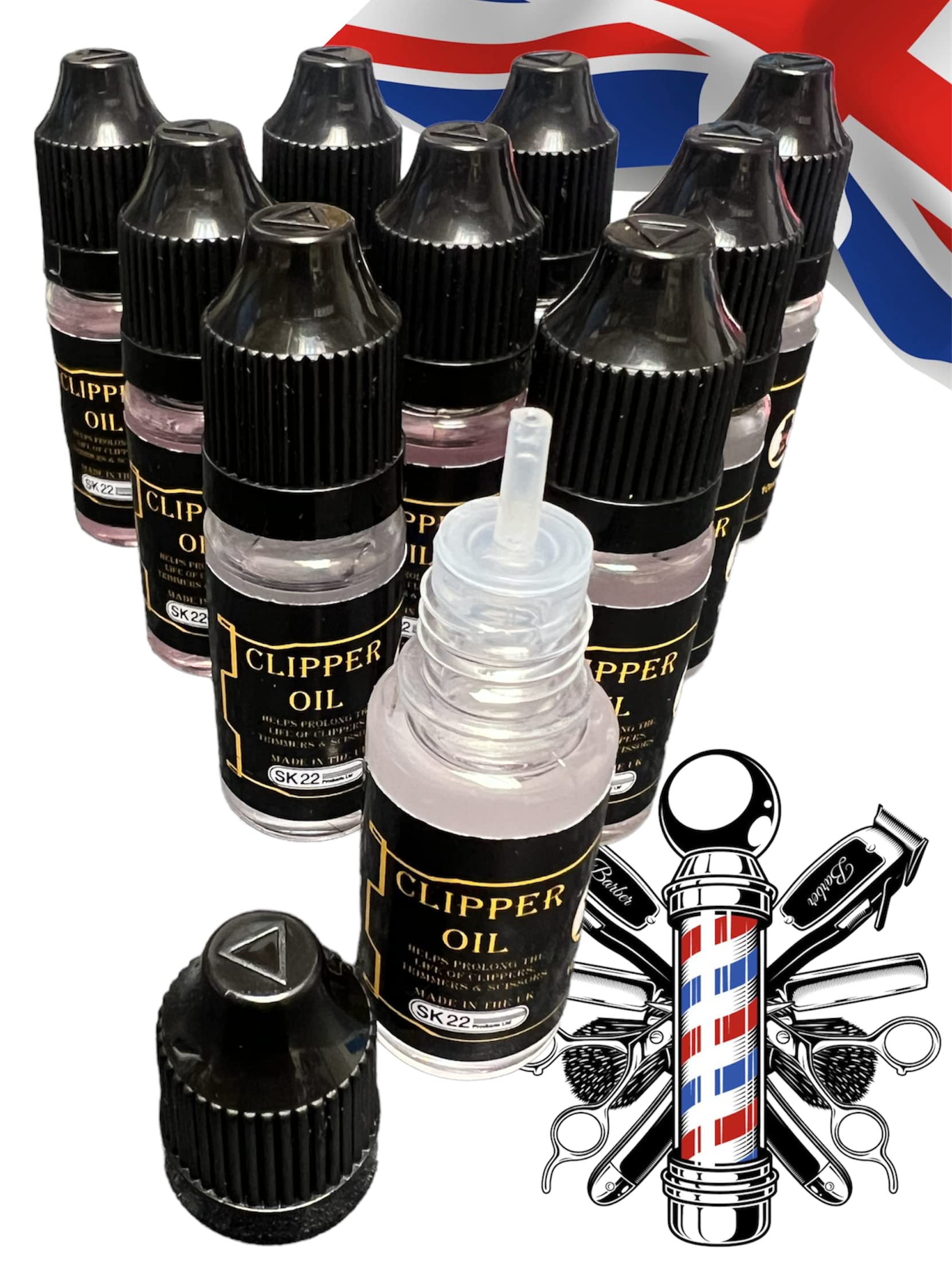 Premium Hair Clipper Oil - Electric Trimmer Blade Lubricant (10x10ml) for Smooth Shaving & Haircut | Professional Grooming, Barber Tools & Home Hair Cutting Maintenance