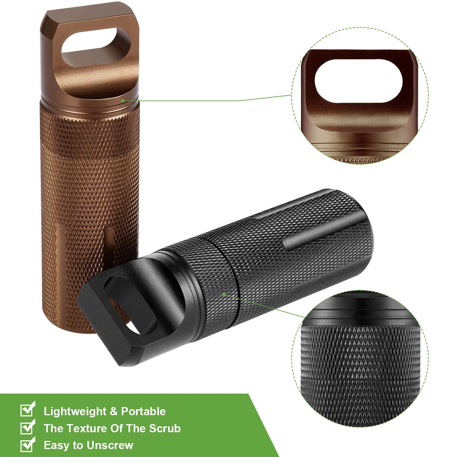 Patelai 4-Piece Portable Pill Case - Waterproof Airtight Aluminum Keychain Pill Bottle for Travel, Camping & EDC - Compact Supplement Storage for Outdoor Adventures & Daily Medication