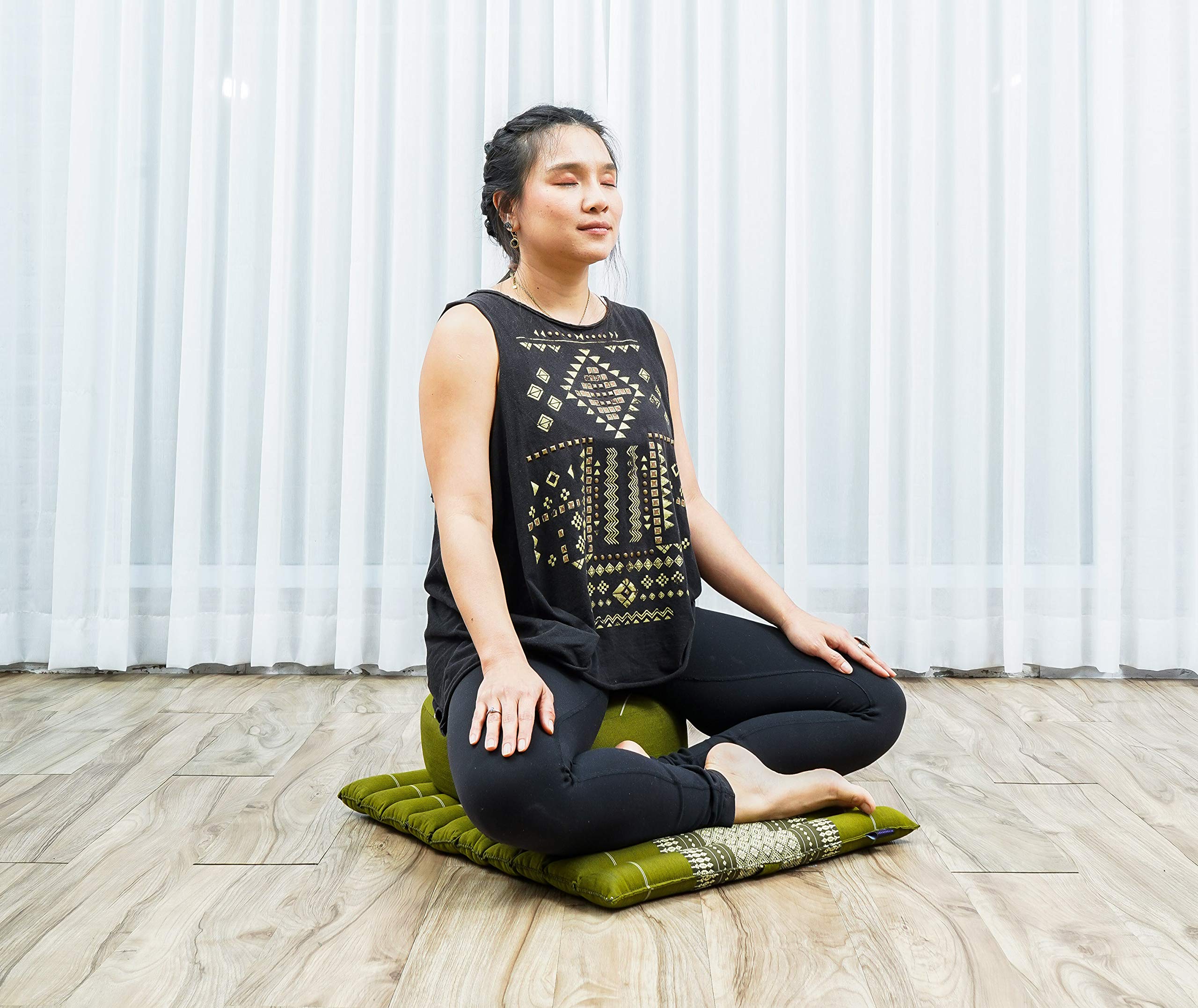 Premium Meditation Cushion Set - Zafu Yoga Pillow & Zabuton Mat with Natural Kapok Filling for Comfortable Seated Meditation, Yoga & Zen Practice at Home or Studio