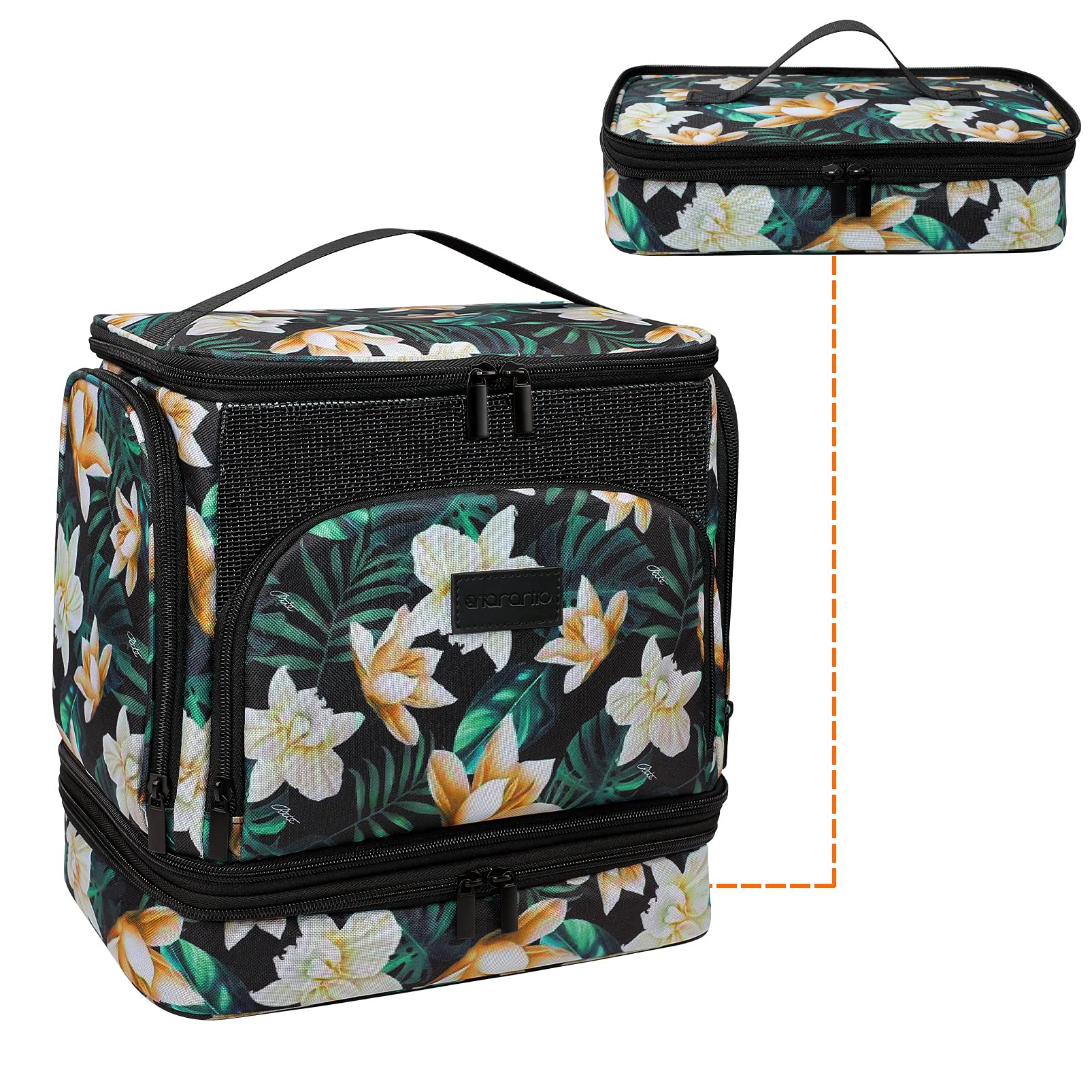 Waterproof Hanging Toiletry Bag for Women Travel - Large 2-in-1 Cosmetic Organizer with Full-Sized Container | Floral Design Travel Makeup Bag for Accessories & Toiletries | Perfect for Vacation, Business Trips & Gym Use
