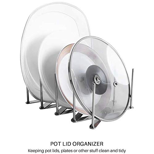 Hovico Adjustable Pot Lid Holder Organizer - Kitchen Cabinet & Pantry Storage Rack for Pans and Pot Lids - Perfect for Small Spaces & Organized Cooking
