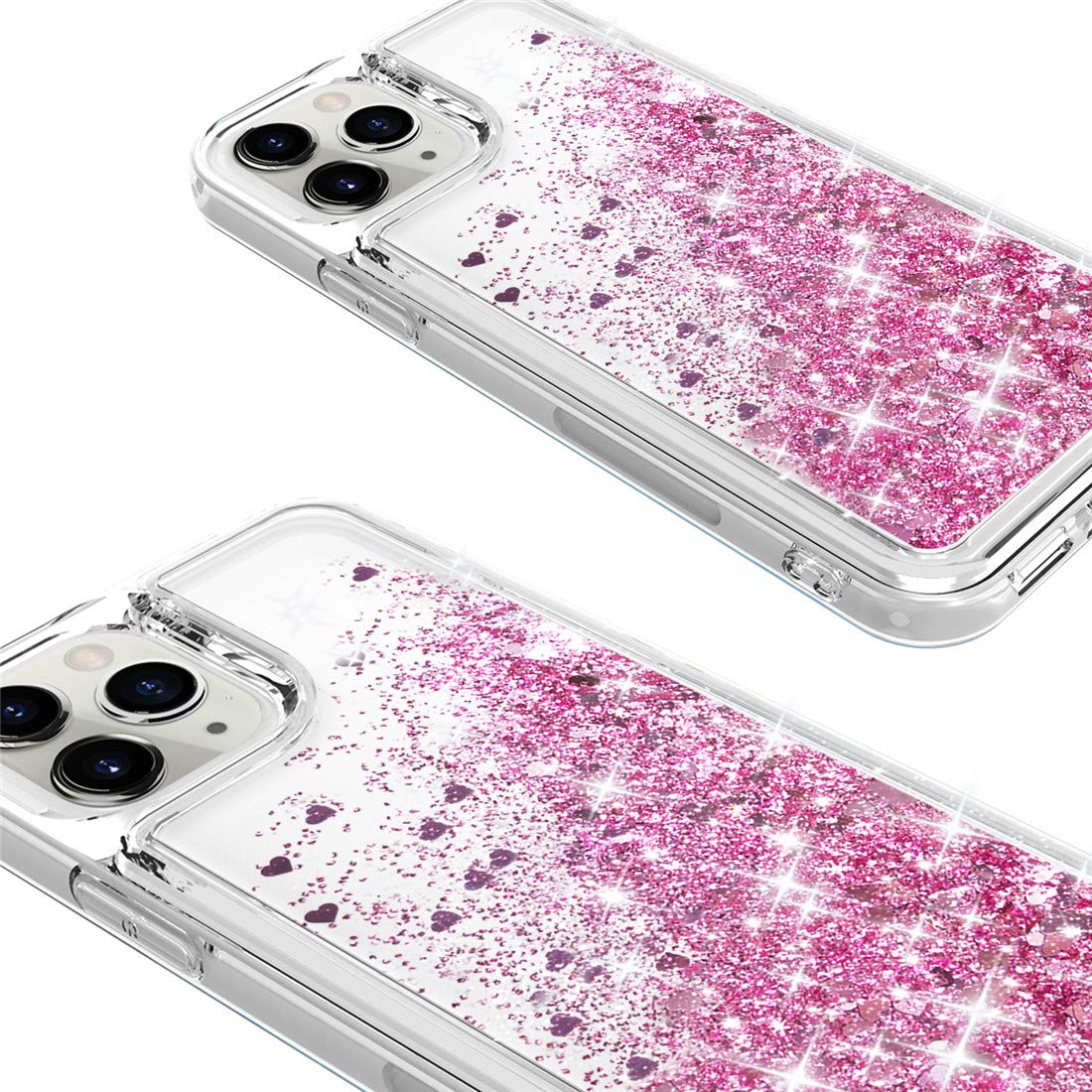 Luxury Rose Gold Glitter Waterfall TPU Phone Case for iPhone 12/12 Pro (6.1 inch) - Sparkling Liquid Design Protective Cover | Perfect for Parties, Night Out & Special Occasions