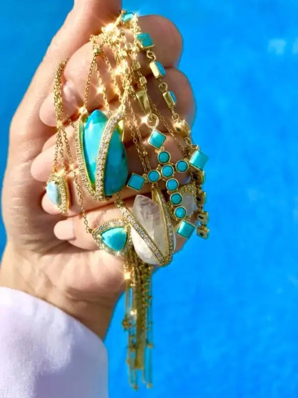 Turquoise Pear-Shaped Pendant Necklace for Women - Elegant Bohemian Jewelry Gift for Birthday, Anniversary & Special Occasions