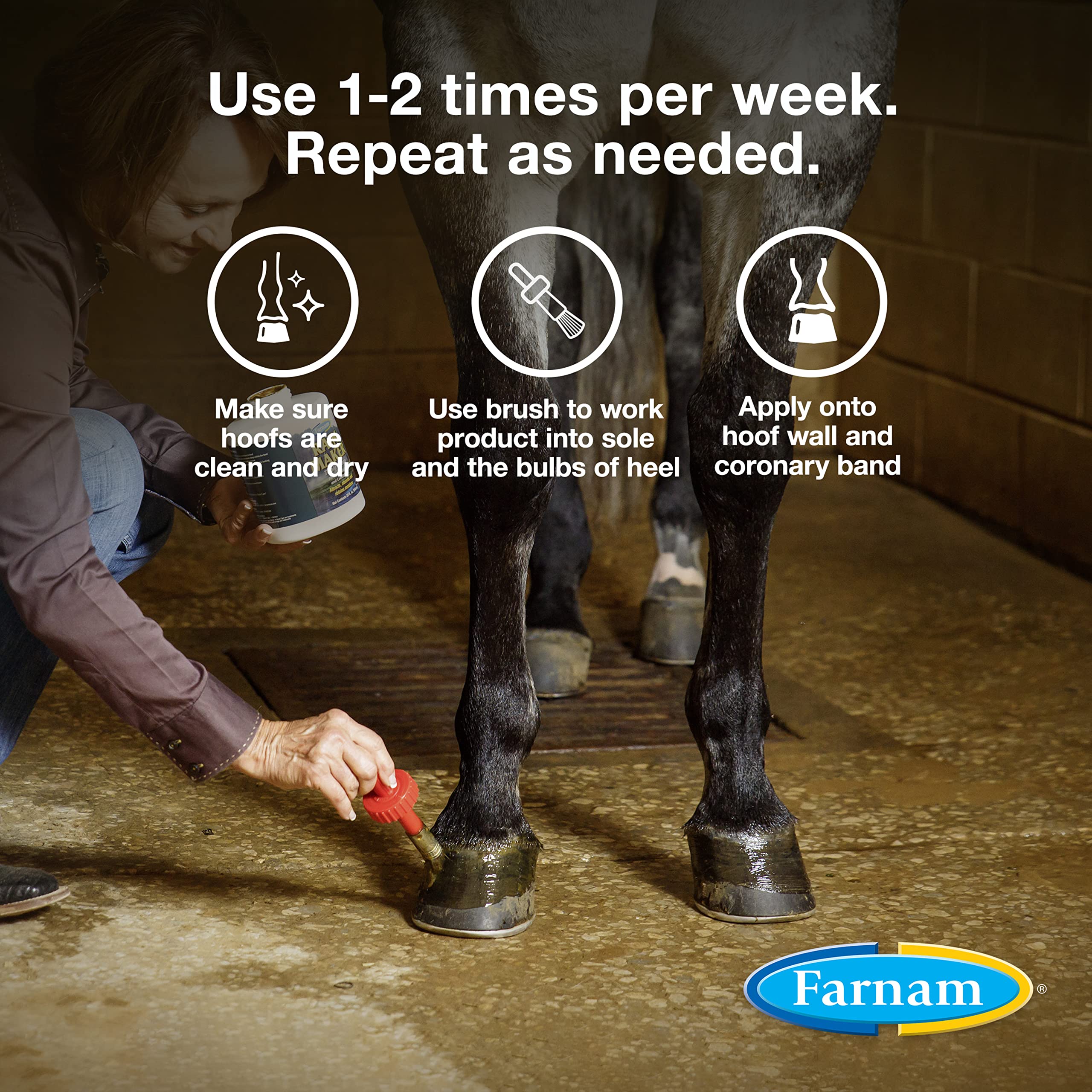Farnam Rain Maker Triple Action Hoof Oil for Horses - Moisturizing Hoof Conditioner with Aloe Vera | Attracts, Absorbs & Retains Moisture | 32 oz | Ideal for Dry, Cracked Hooves & Winter Care