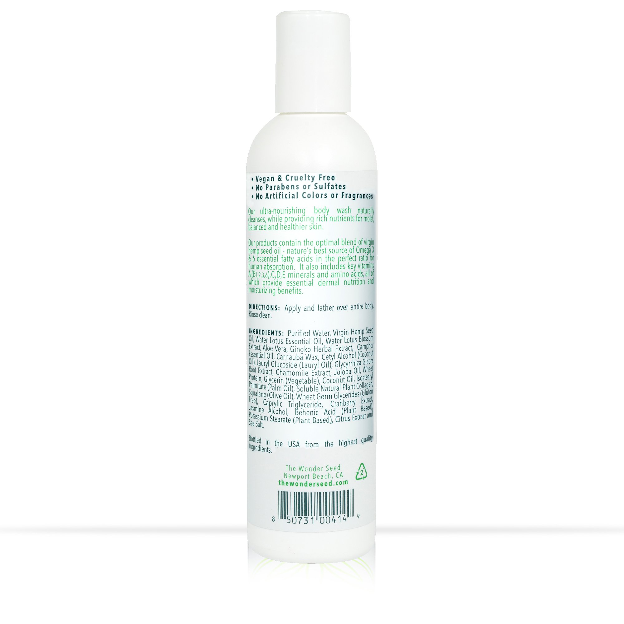 Organic Hemp Body Wash with Water Lotus Extract - 8 oz | Hydrating & Soothing for Dry Skin | Perfect for Daily Shower & Spa Relaxation