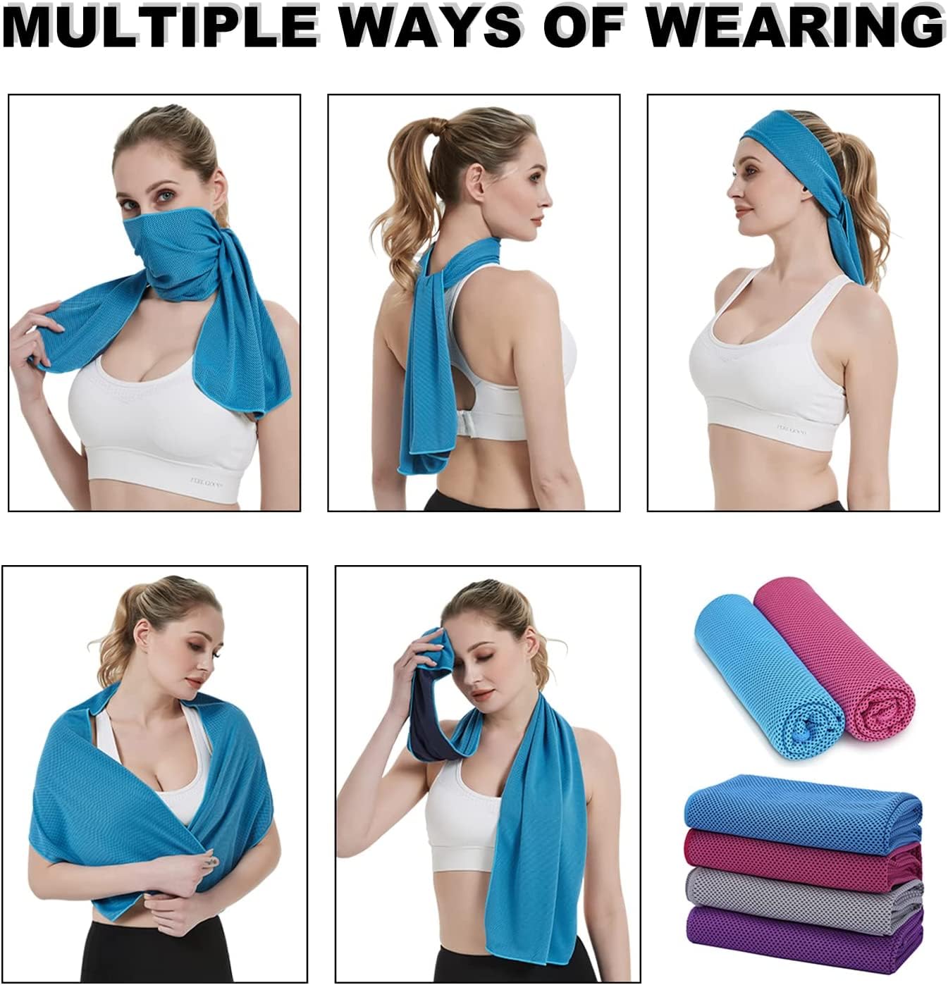 Oicia Cooling Towel Set of 3 - Premium Microfiber Ice Sports Towels for Workout, Yoga & Gym - Quick-Drying, Breathable & Chilly Workout Towels - Perfect for Hot Yoga, Running, Hiking & Outdoor Activities