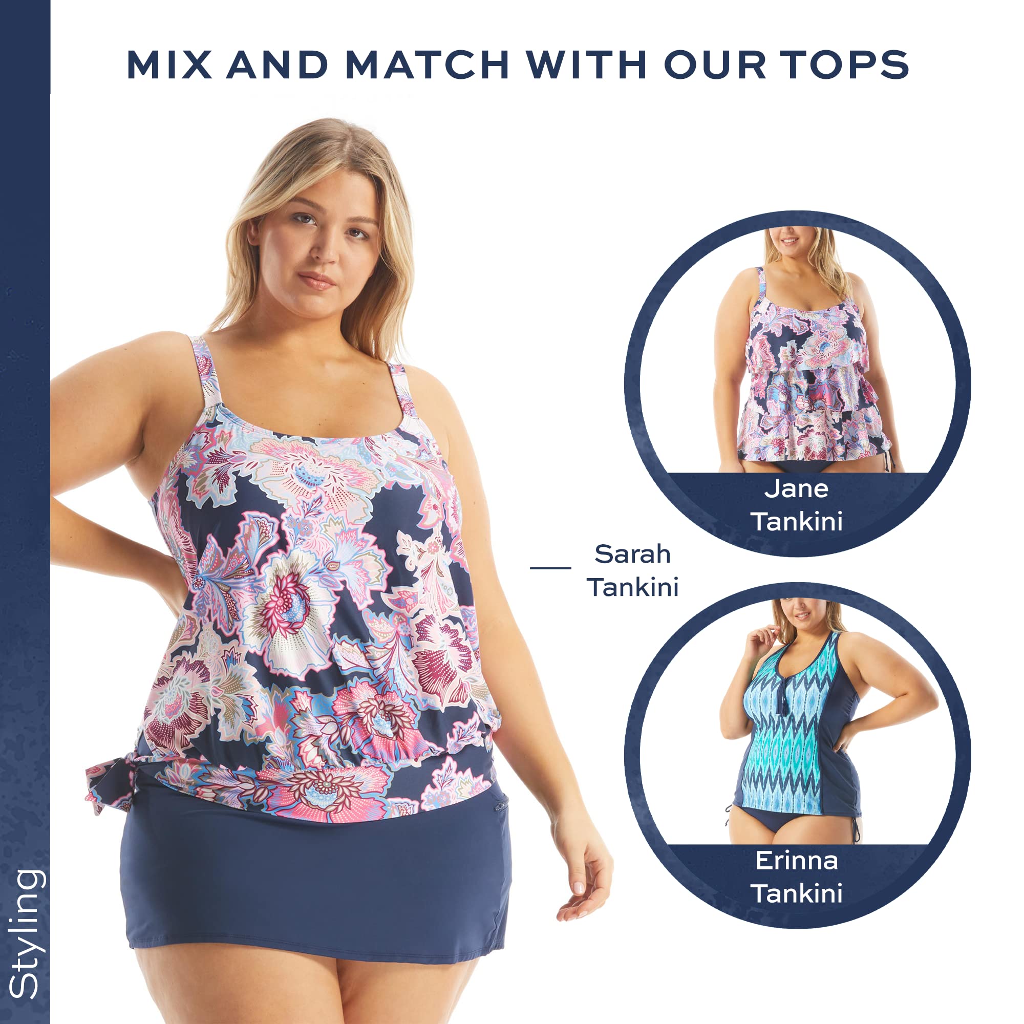 BEACH HOUSE Emma Swim Skort - Modest Plus Size Swimsuit Skirt with Built-in Shorts for Women | Comfortable Swimwear Cover Up for Beach, Pool & Water Activities