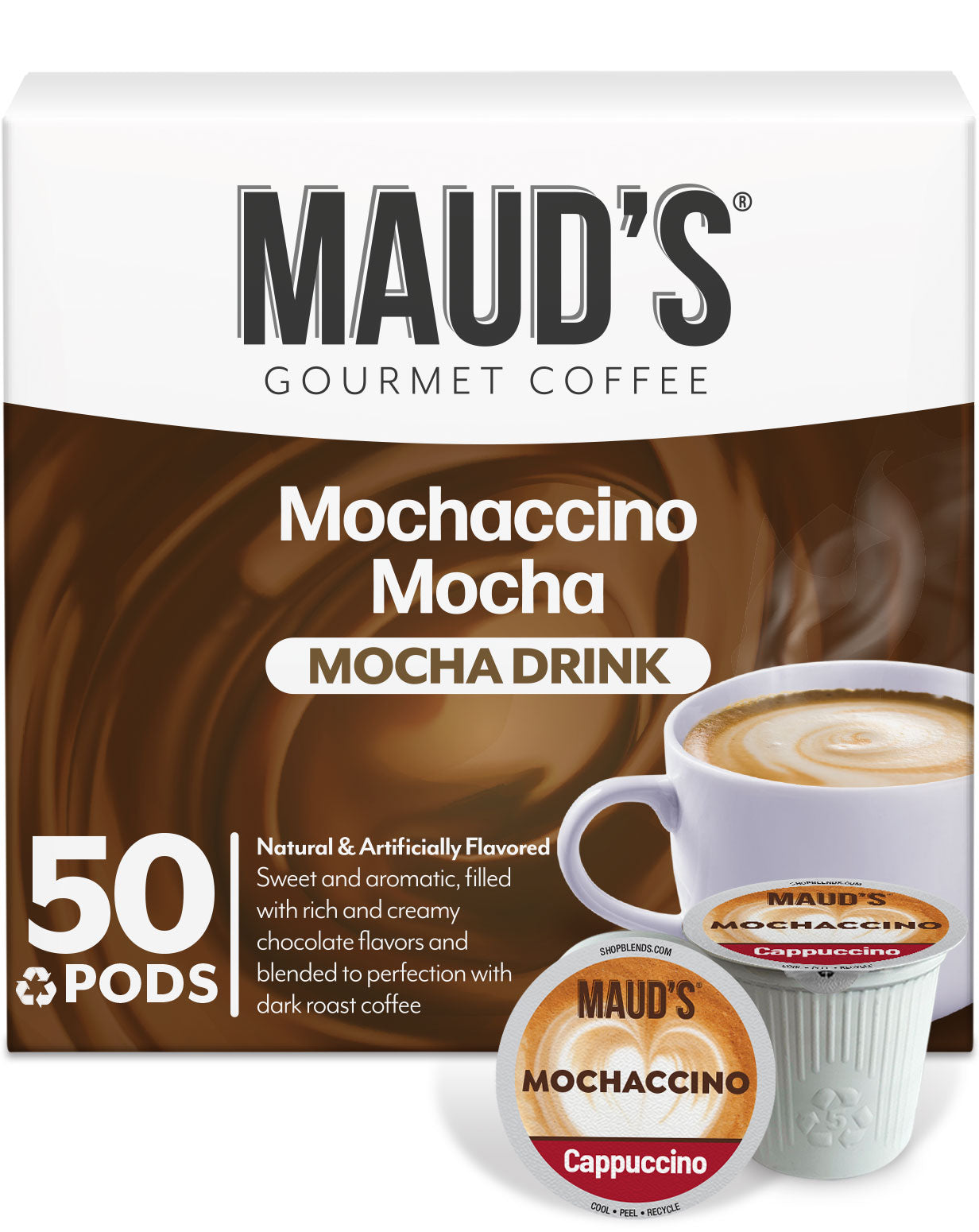 Premium Maud's Chocolate Mocha Cappuccino Coffee Pods - Compatible with Keurig 2.0 - Rich & Creamy Flavor - Perfect for Morning Brews, Office Coffee Breaks & After-Dinner Treats