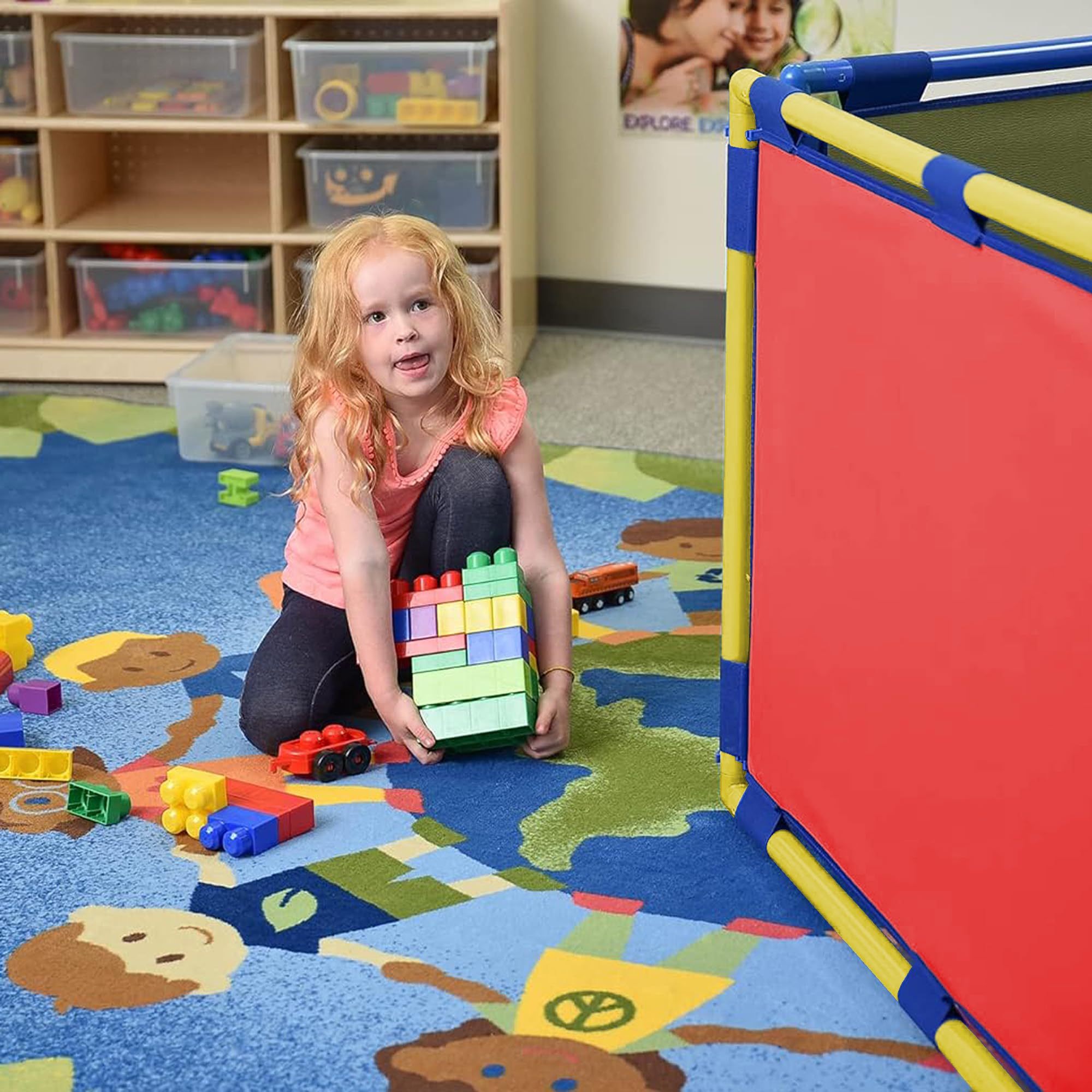 Children's Rectangle PlayPanel - Kids Room Divider & Classroom Partition Screen for Daycare, Preschool - Red | Perfect for Play Areas, Learning Spaces & Room Separation