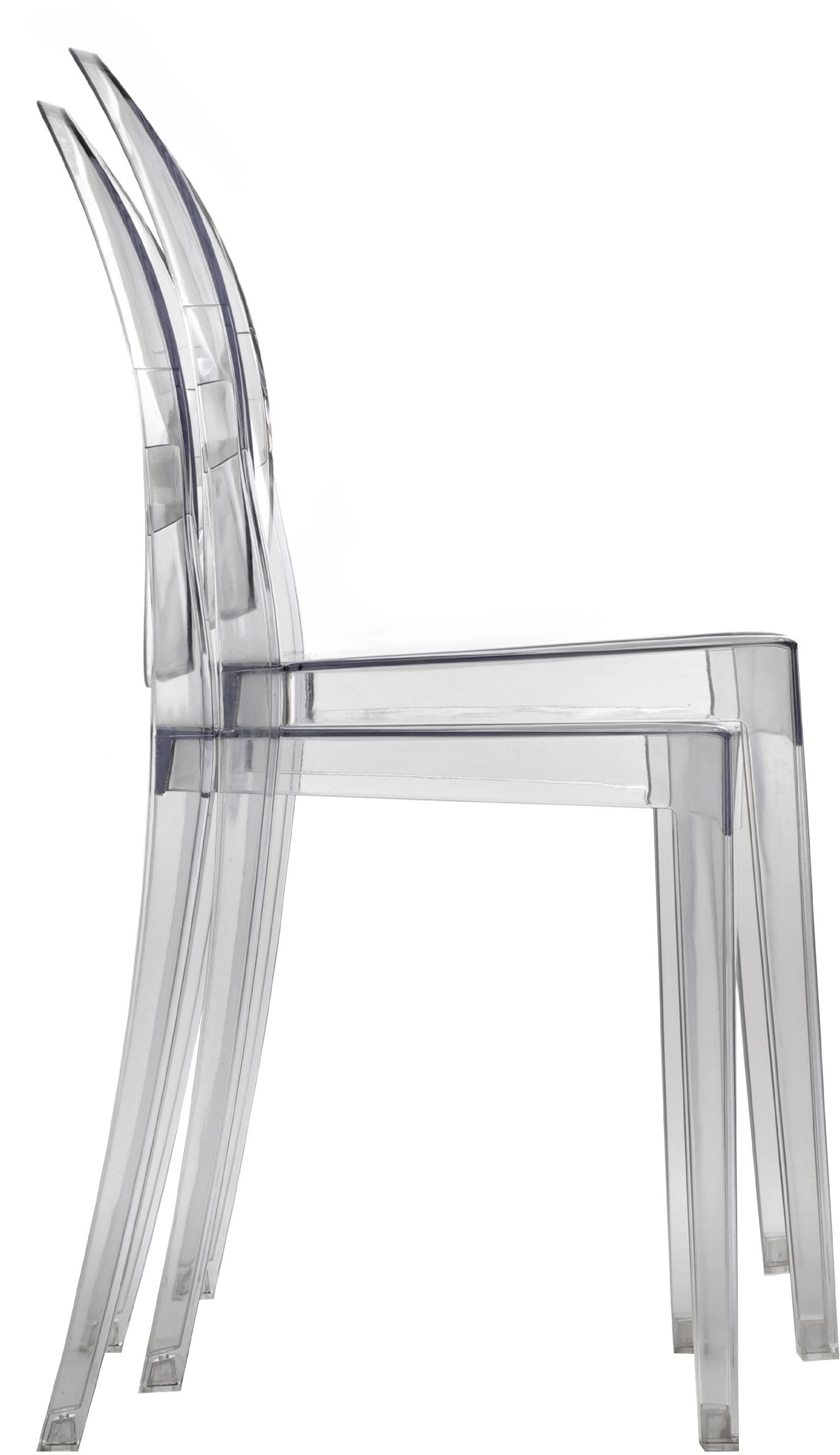 2-Pack Clear Victoria Style Ghost Side Chairs - Modern Armless Dining Room Chairs with Victorian Accent - Perfect for Dining Rooms, Lounges & Home Decor