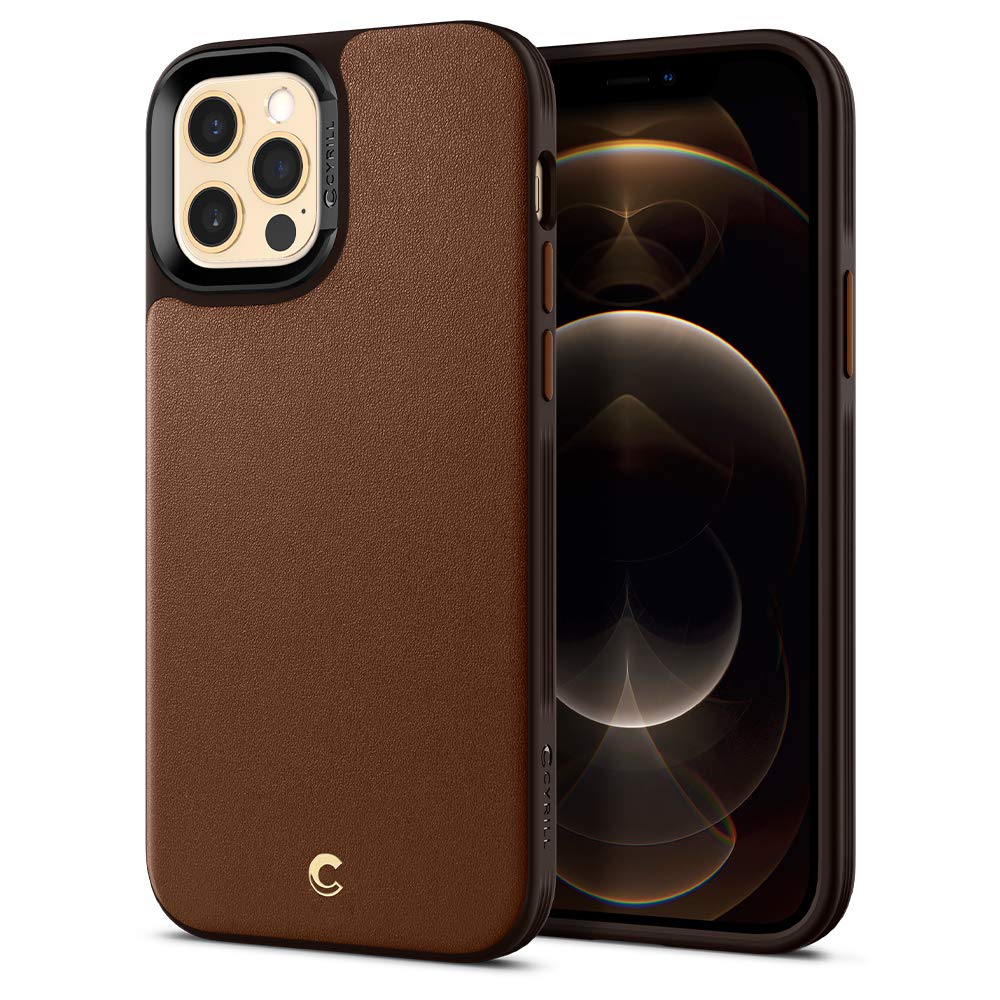 Premium Vegan Leather iPhone 12/12 Pro Case - CYRILL Leather Brick Phone Cover with Luxurious Saddle Brown Finish | Perfect for Business Professionals & Everyday Protection (2020 Model)
