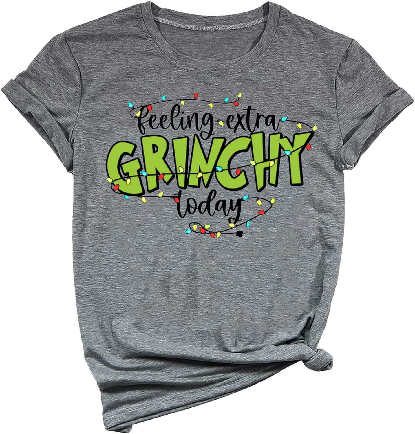Women's Christmas T-Shirts - Merry and Bright Holiday Short Sleeve Tops with Cute Christmas Tree Print | Perfect for Xmas Parties, Family Gatherings & Festive Outfits