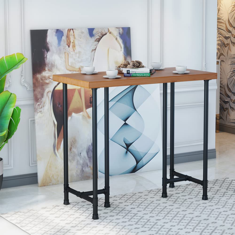 Industrial Pipe Counter Height Dining Table - Solid Wood Bar Table & Pub Table for Modern Dining Room, Office Desk or Laptop Workstation | Perfect for Home Bars, Cafes, and Small Space Living