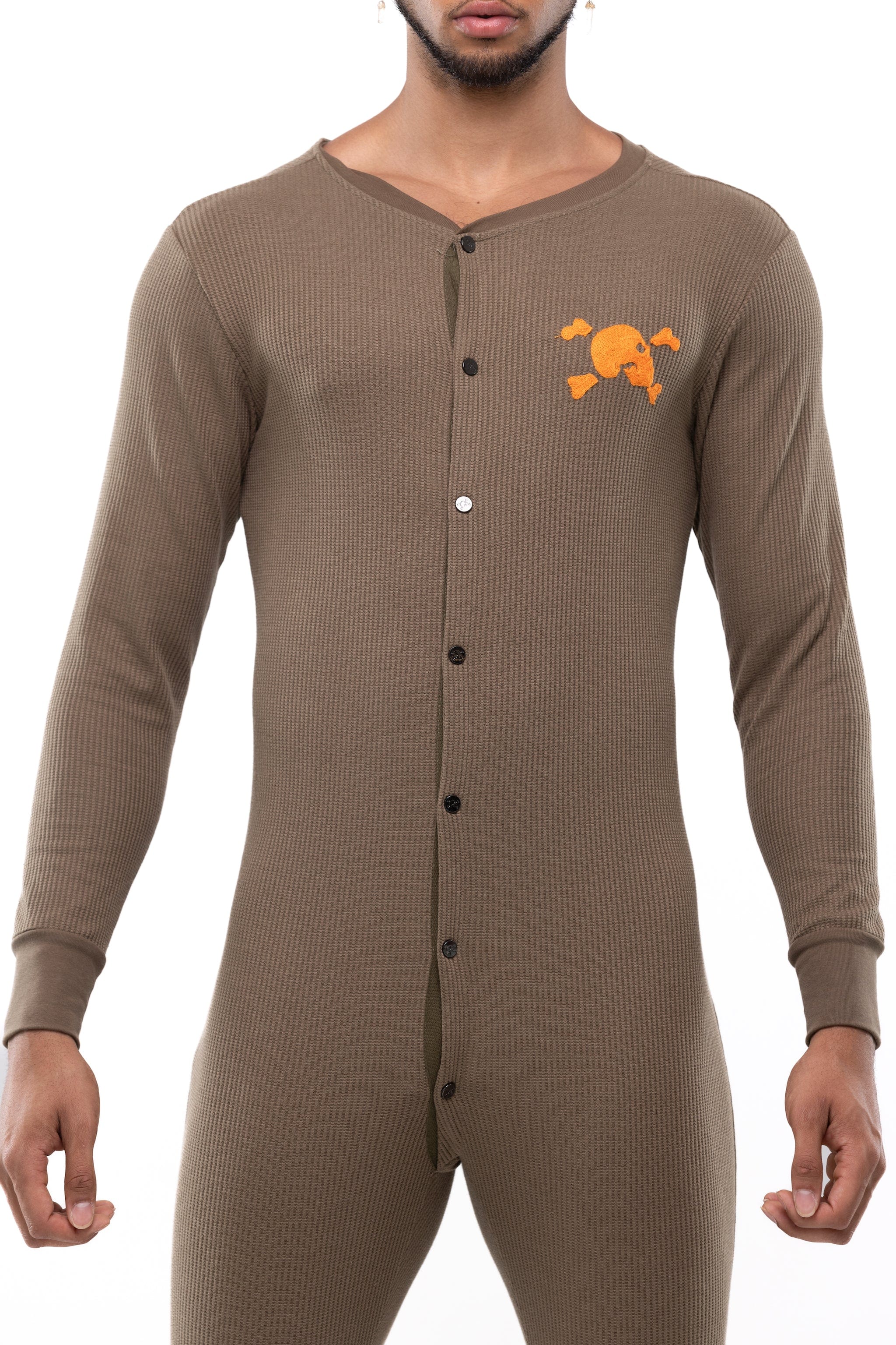 S&B Signature Union Suit for Men - Army Green Thermal Underwear Set, Winter Base Layer for Outdoor Activities, Hunting, and Camping
