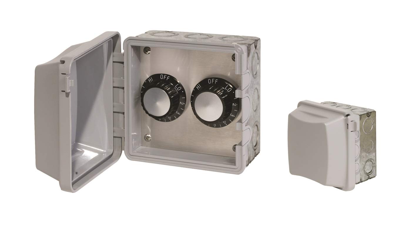 Infratech 120V Dual Regulator with Flush Mount and Gang Box - Premium Heater Accessory for Bathrooms, Patios & Outdoor Spaces