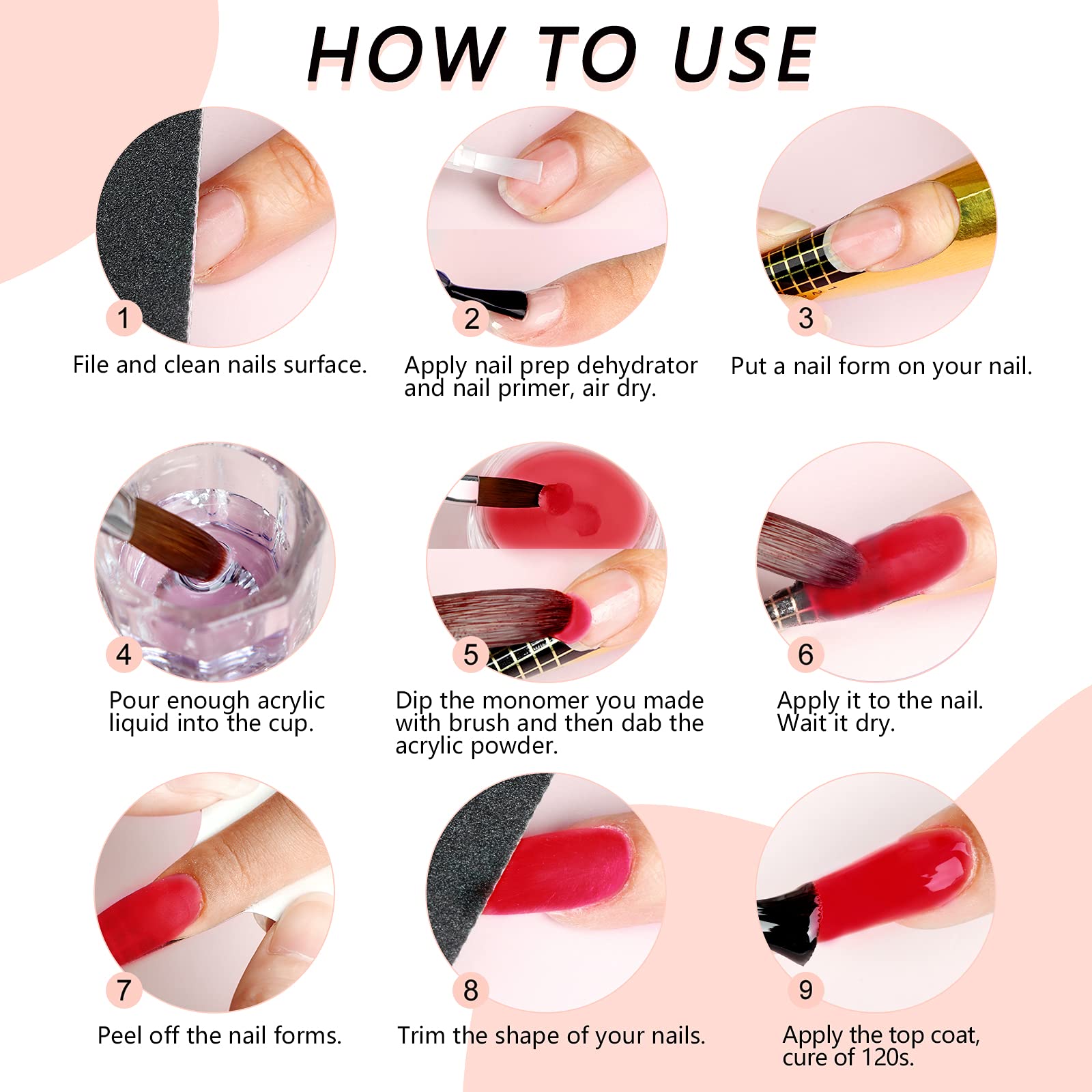 Saviland Red Acrylic Nail Powder - 30g Professional Polymer Powder for Acrylic Nail Extensions & 3D Nail Art, No UV Lamp Needed - Perfect for Salon, Home Manicures & Nail Art Designs