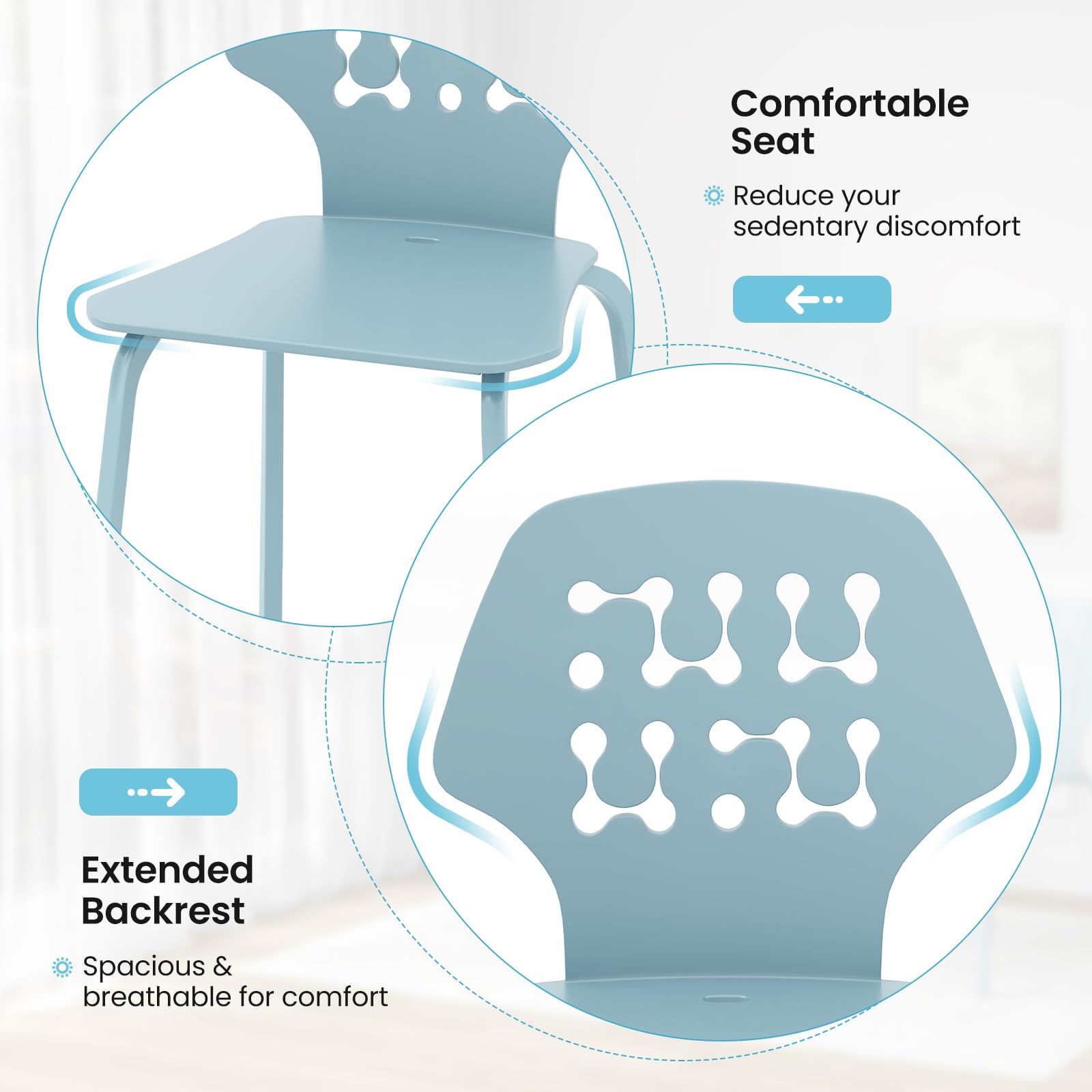 GOFLAME Armless Dining Chairs Set of 4 - Modern Hollow Backrest Metal Leg Accent Chairs for Kitchen, Dining & Living Room - Blue Velvet Upholstery - Perfect for Small Spaces & Contemporary Home Decor