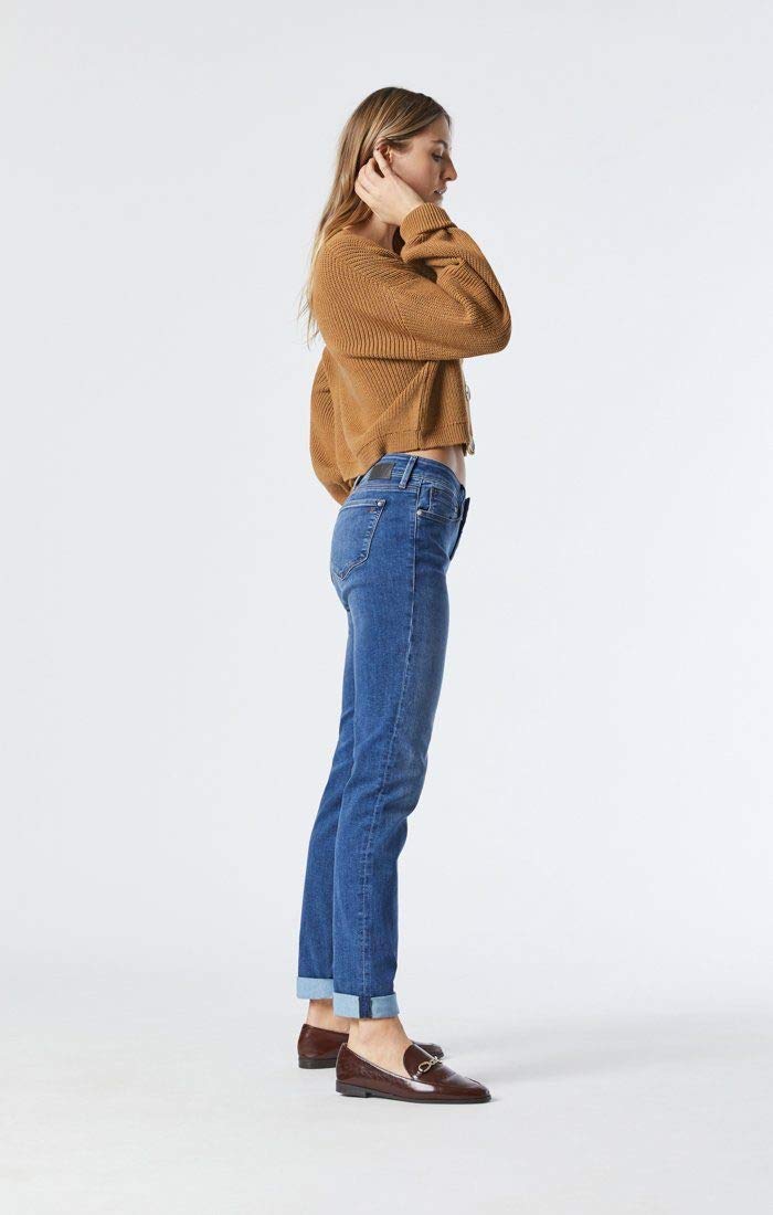 Mavi Women's Emma Mid Rise Slim Boyfriend Jeans - Premium Stretch Denim Pants for Women - Comfortable & Machine Washable - Perfect for Casual Wear, Office & Weekend Outings
