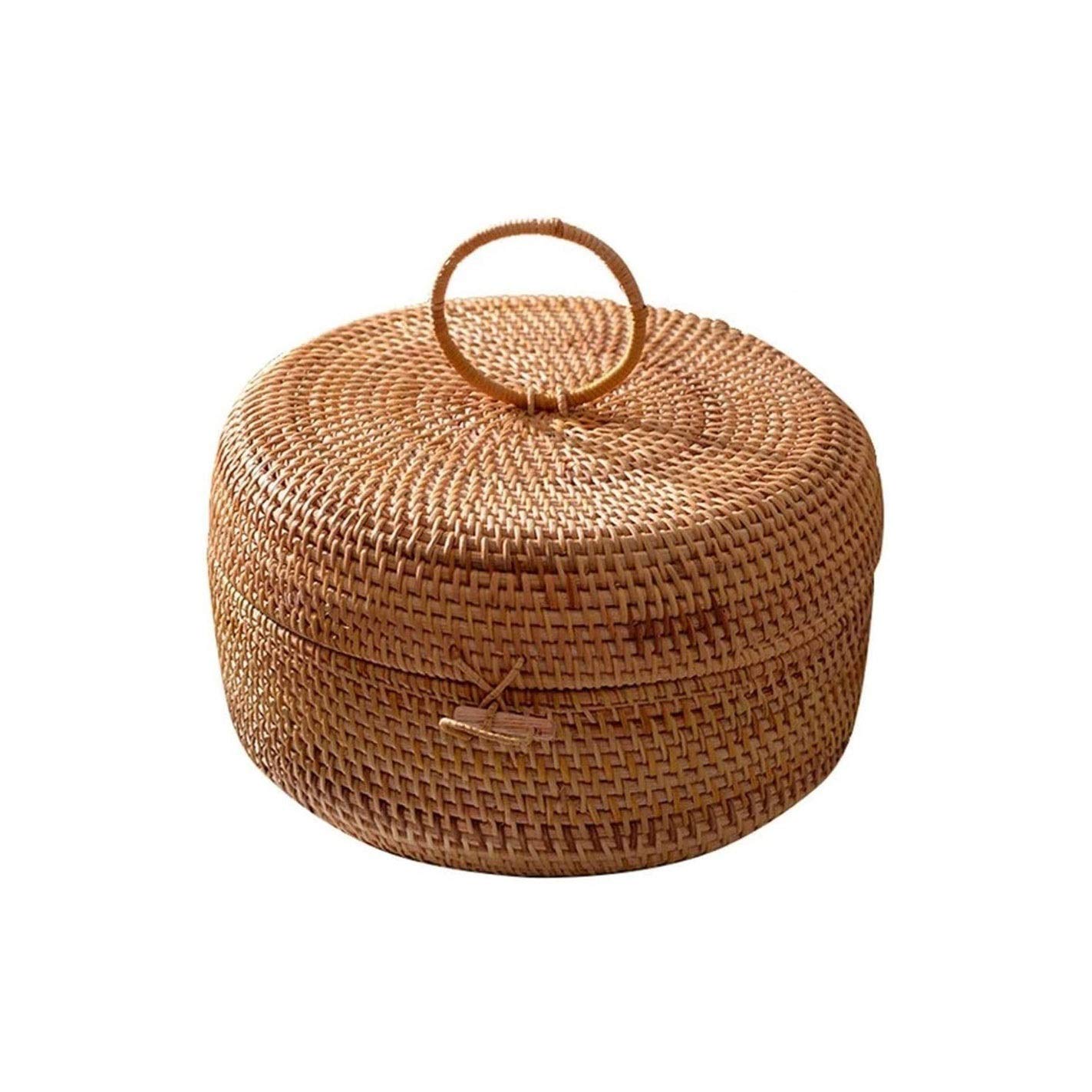 QPLKKMOI Decorative Round Storage Basket - Woven Poly Wicker Basket for Fruits, Vegetables, Bread & Home Organization | Perfect for Kitchen, Dining Table & Farmhouse Decor
