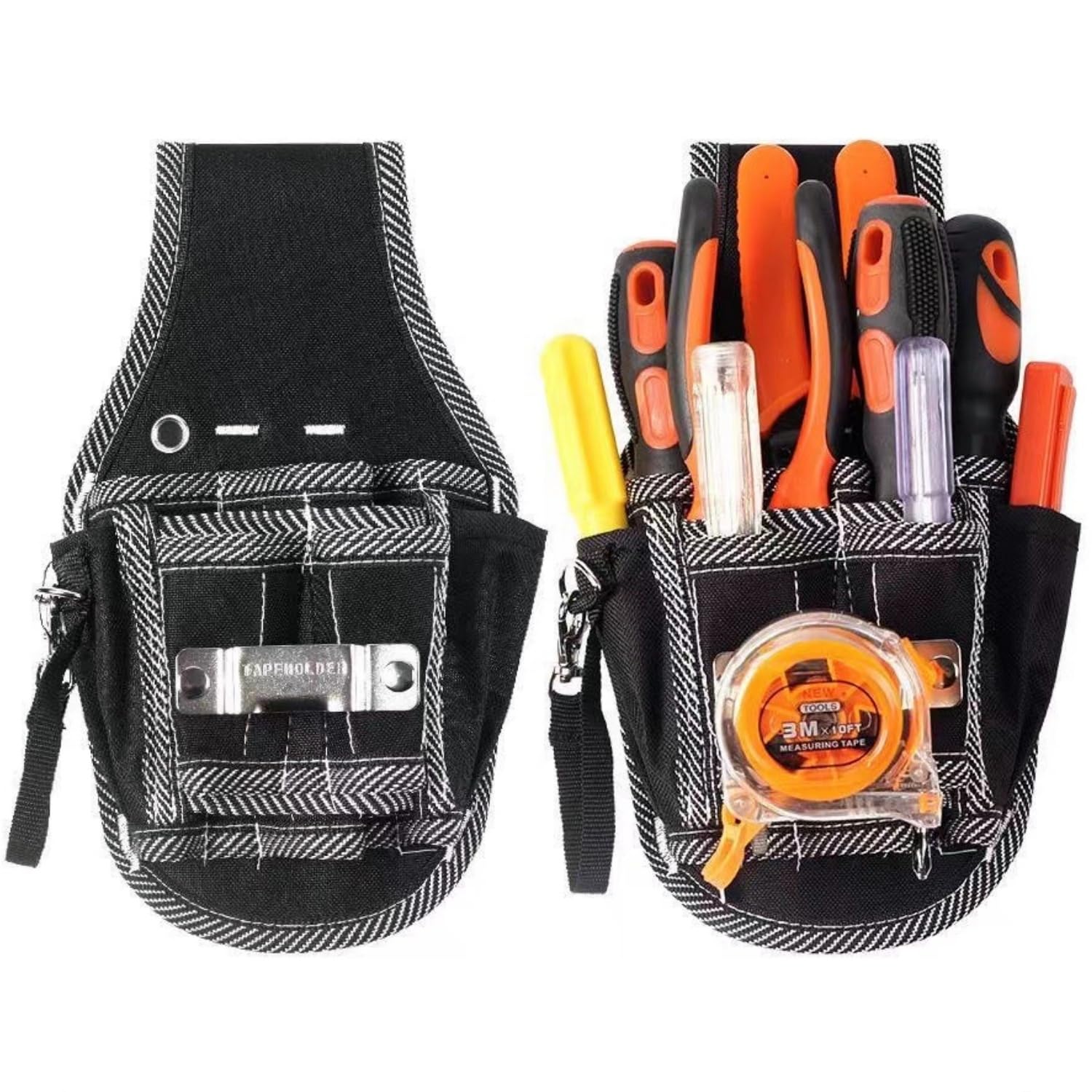 Professional Electrician Waist Tool Pouch with Screwdriver Holder - Durable Tool Organizer Storage Bag for DIY, Electricians, Carpenters & Builders - Perfect for Construction, Home Repair & Workshop Projects