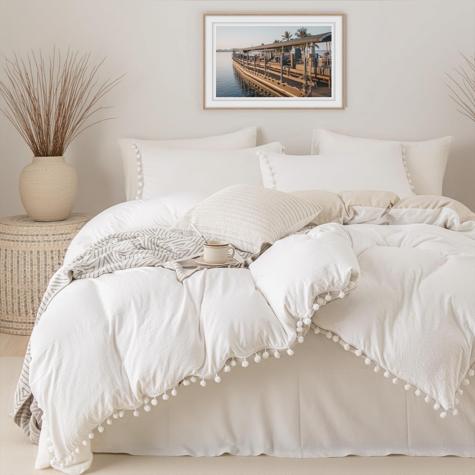 King Size Comforter Set - Ultra Soft Lightweight for Farmhouse & Boho Bedroom Decor