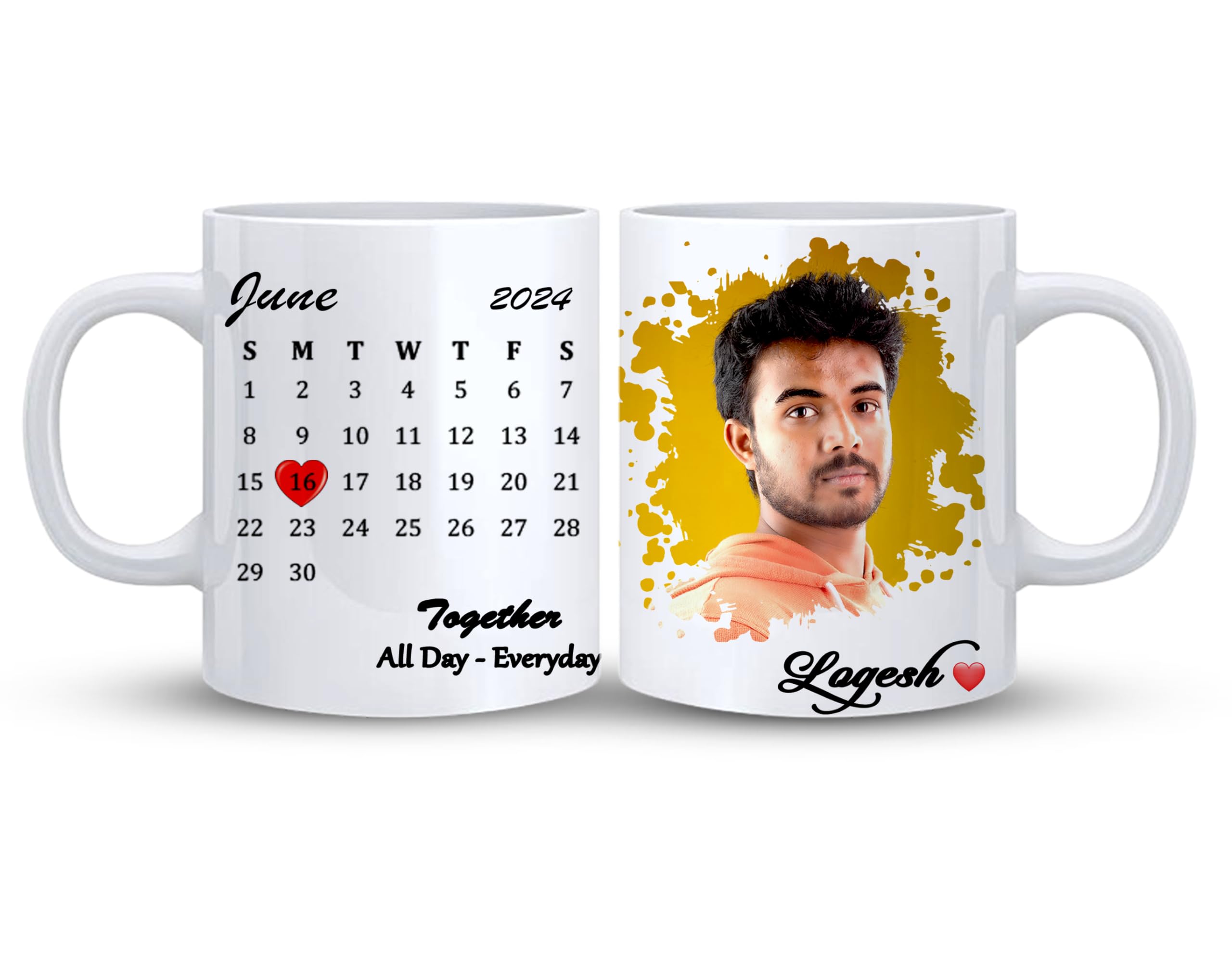 Personalized Photo & Quote Ceramic Mug - Custom Name & Date Gift for Birthday, Anniversary, Special Occasions | Unique Calendar Design Coffee Cup for Home, Office, or Thoughtful Present (Design 01)