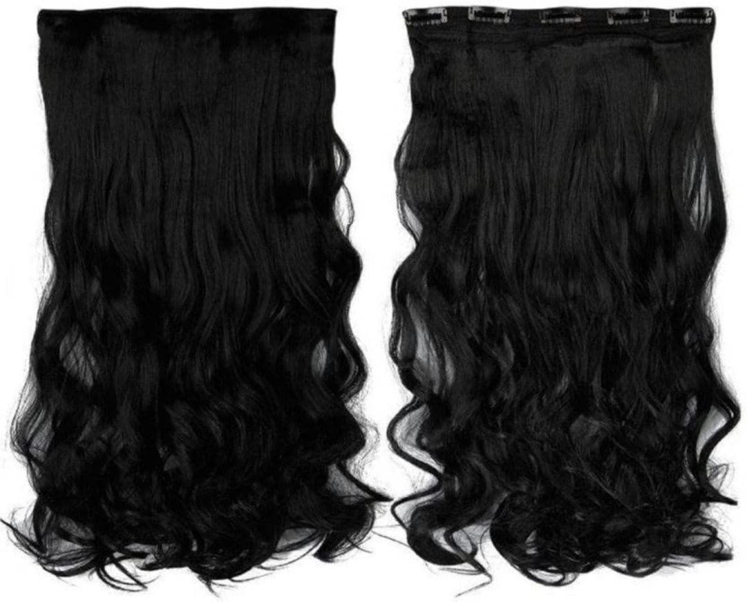 INAAYA Synthetic Curly Hair Extensions for Women & Girls - Black | Clip-in Hair Extensions for Volume & Length | Perfect for Parties, Weddings & Daily Styling