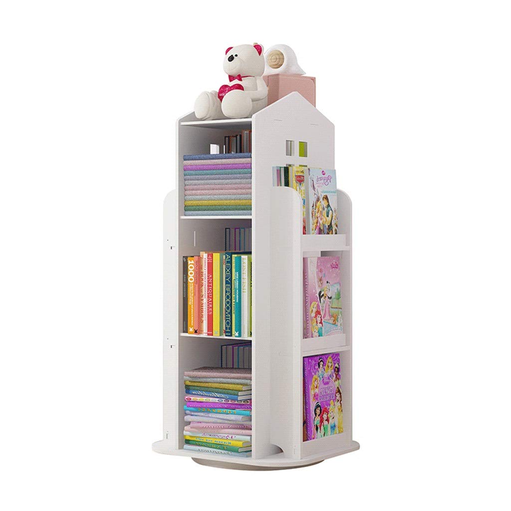 360° Rotating 3-Tier Bookshelf - White Modern Floor Standing Bookcase for Kids & Adults | Space-Saving Storage Shelf for Home, Office, Nursery & Classroom Organization