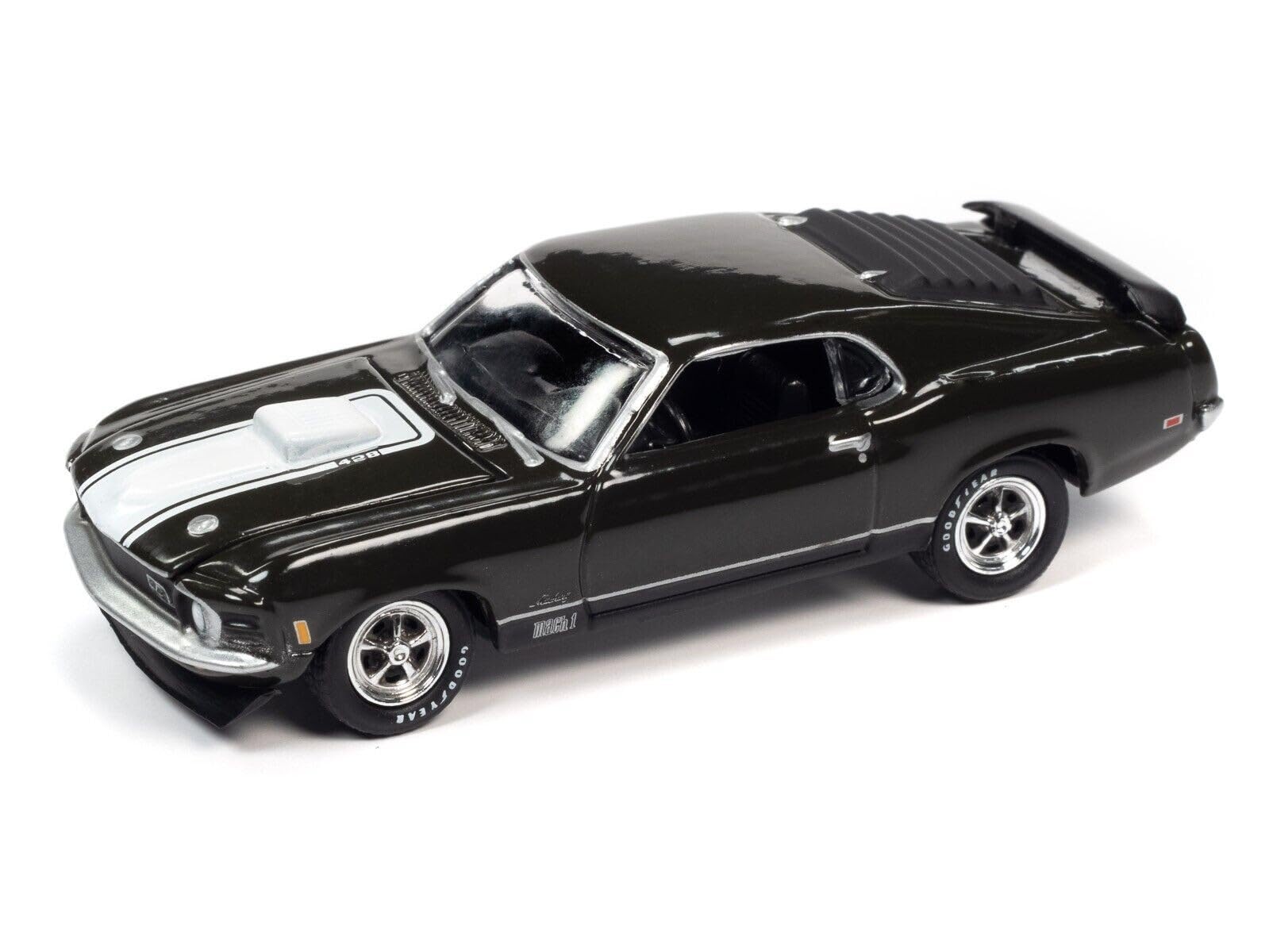Johnny Lightning JLMC029 1970 Ford Mustang Mach 1 Muscle Car - 1:64 Scale Diecast Model Toy (Green) - Perfect for Collectors, Display, and Racing Enthusiasts